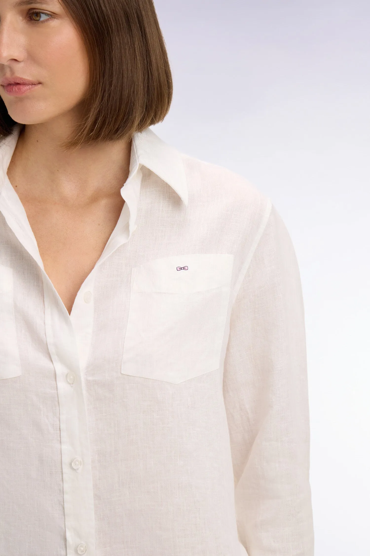Chemise en lin blanc à poches plaquées sold by Eden Park product image thumbnail 4