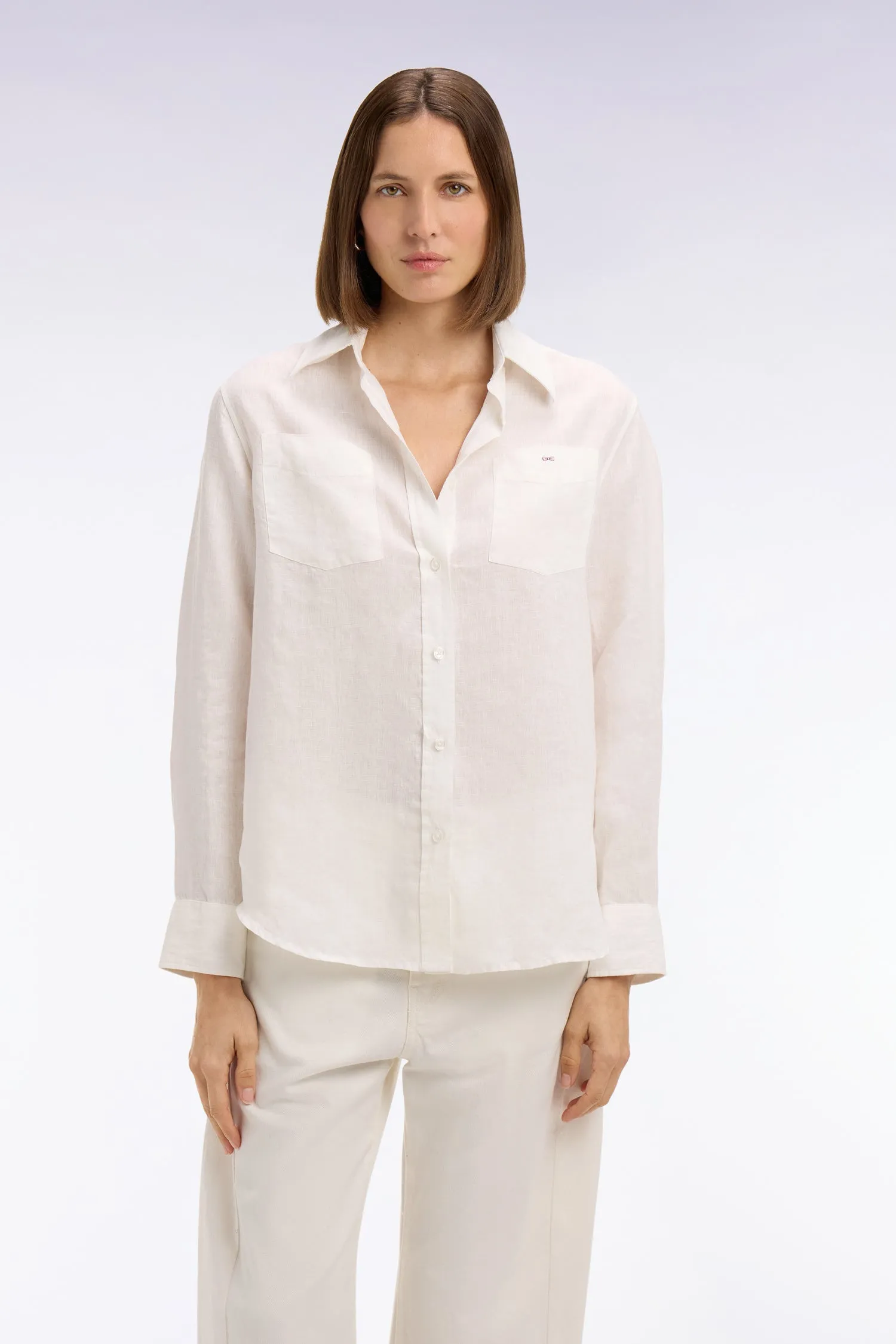 Chemise en lin blanc à poches plaquées sold by Eden Park product image thumbnail 3