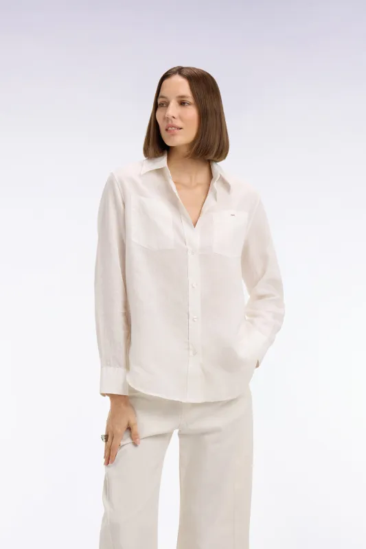 Chemise en lin blanc à poches plaquées made by Eden Park