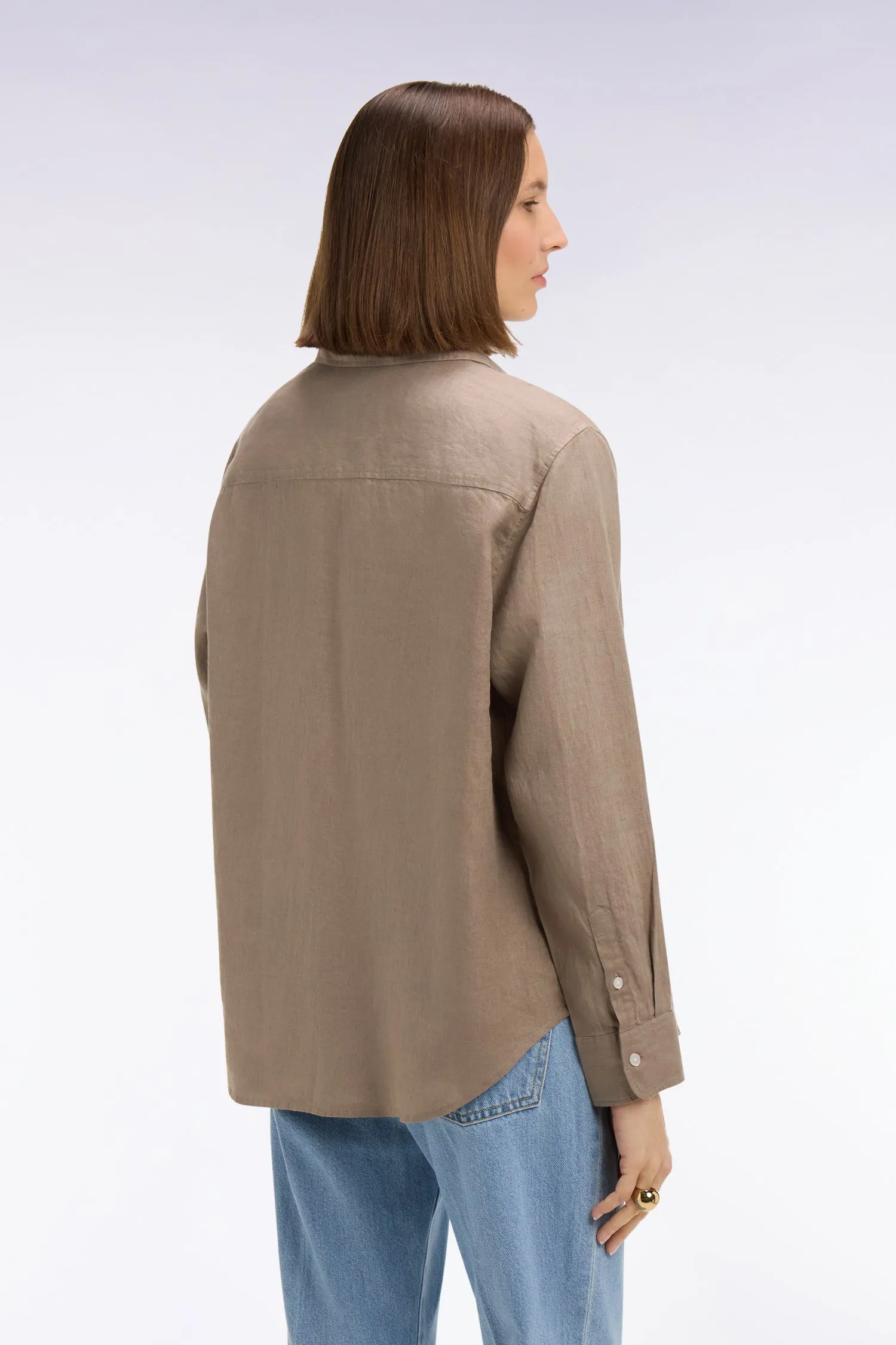 Chemise en lin beige à poches plaquées sold by Eden Park product image thumbnail 5