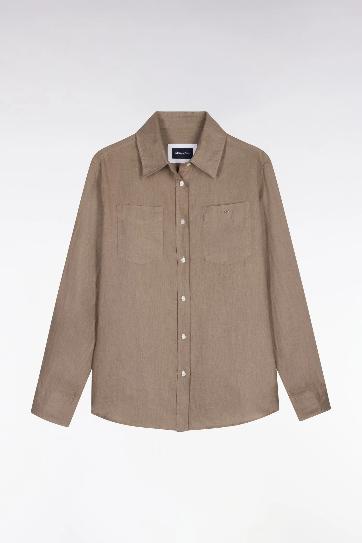Chemise en lin beige à poches plaquées sold by Eden Park product image thumbnail 2