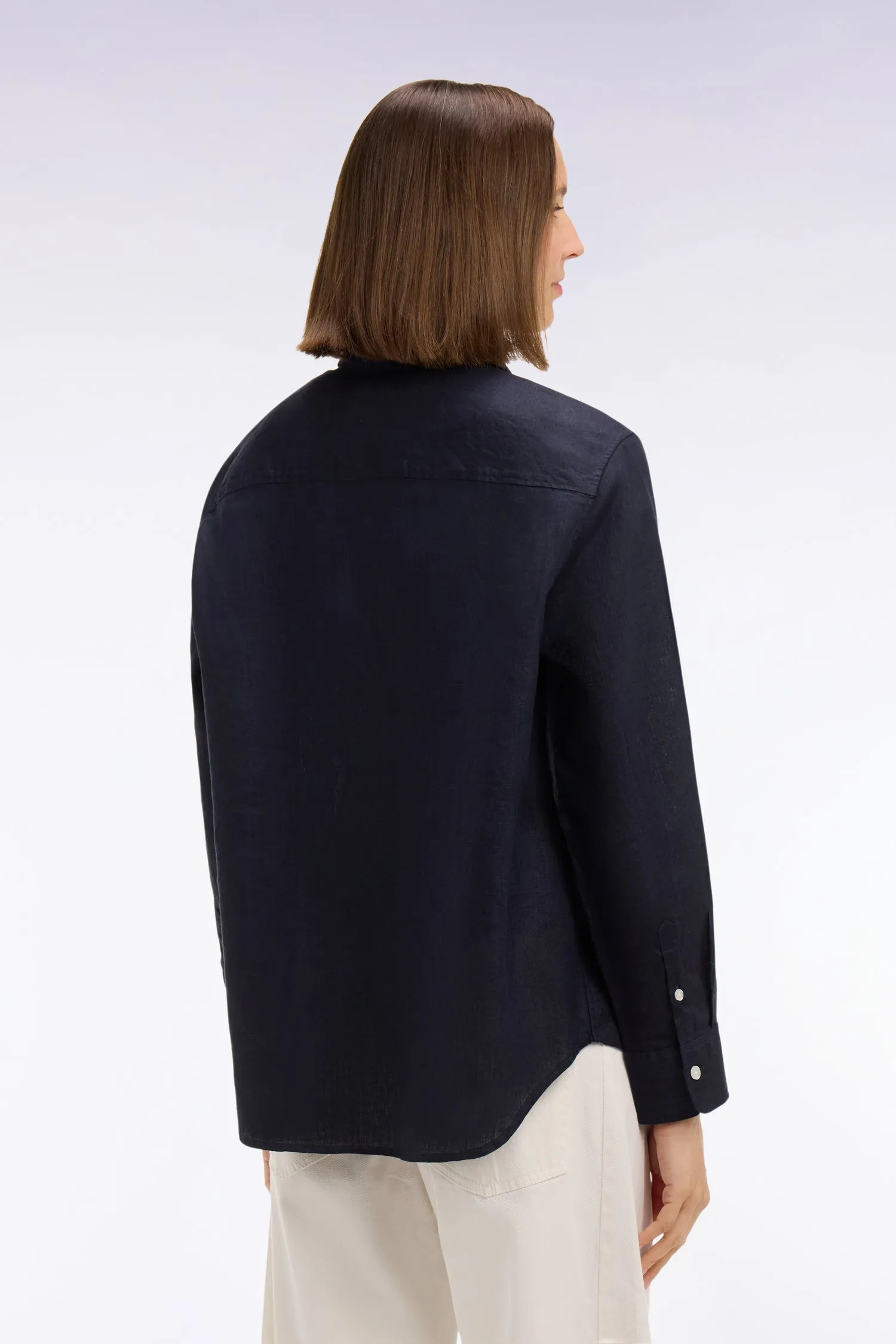 Chemise en lin marine à poches plaquées sold by Eden Park product image thumbnail 5