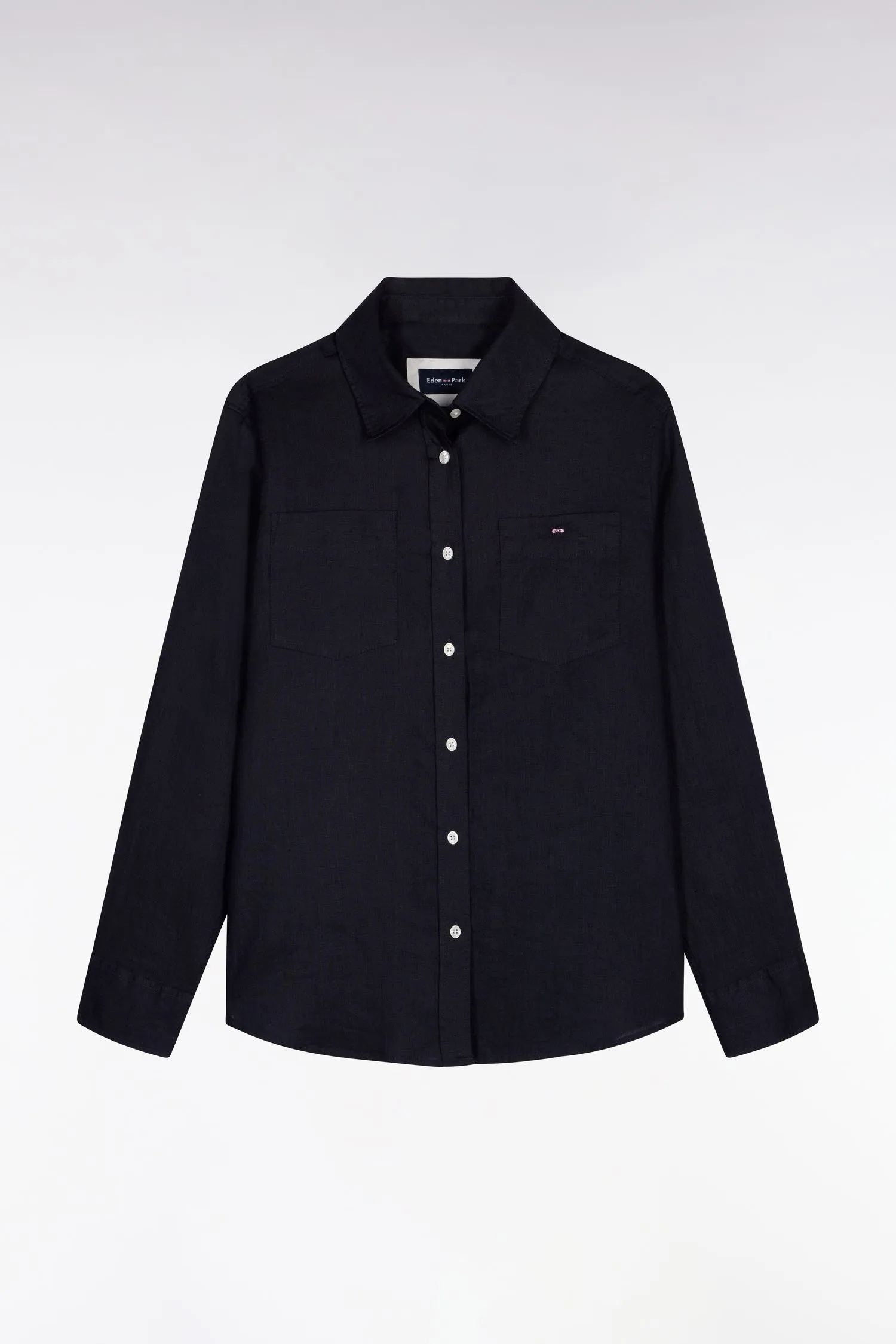 Chemise en lin marine à poches plaquées sold by Eden Park product image thumbnail 2