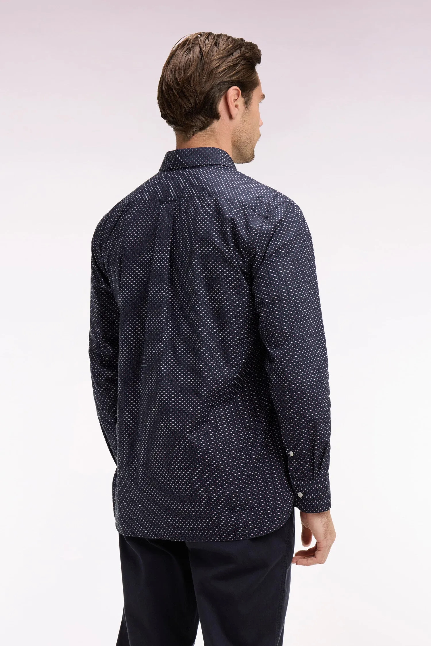 Chemise en popeline de coton rose à micromotifs coupe regular sold by Eden Park product image thumbnail 5