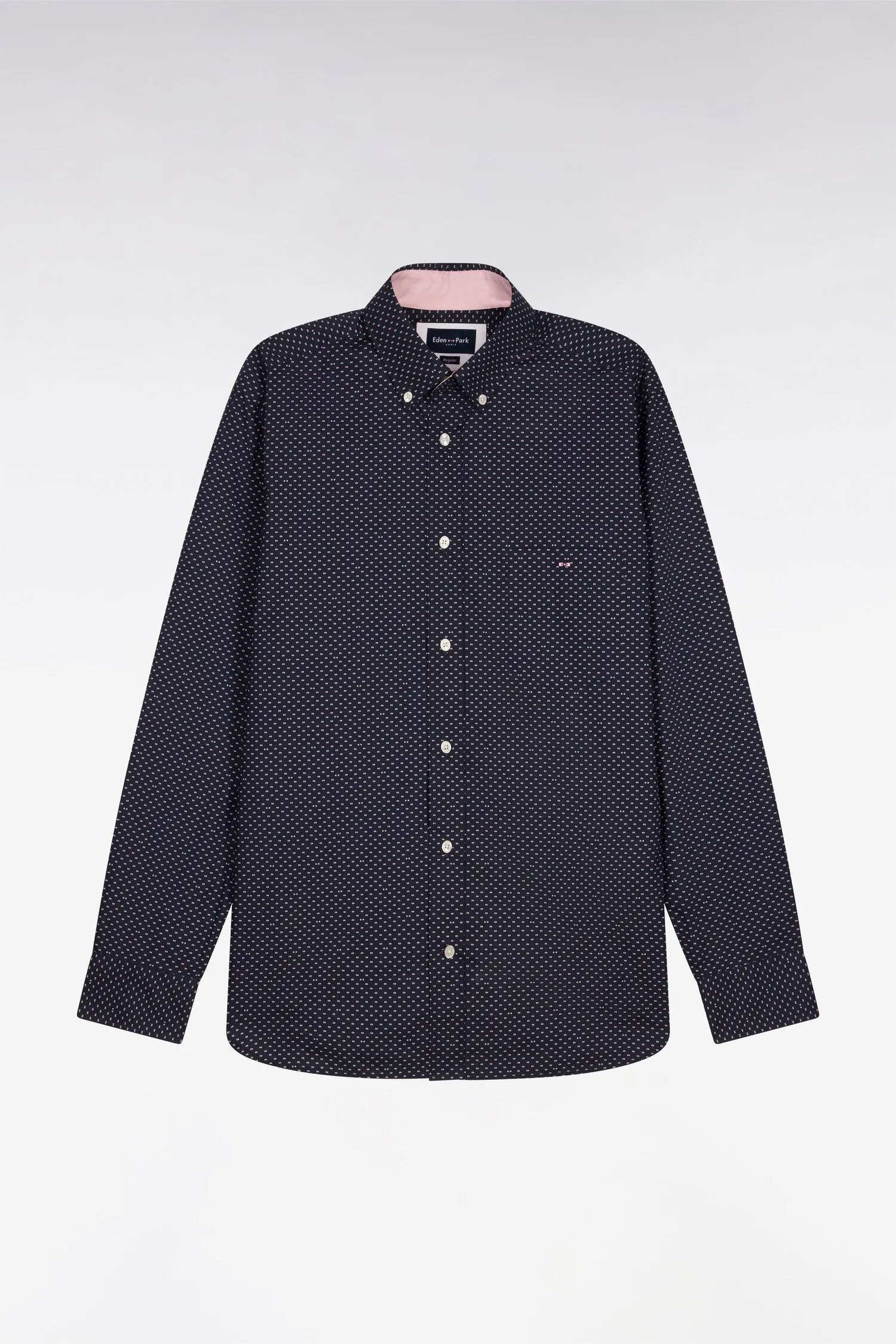 Chemise en popeline de coton rose à micromotifs coupe regular sold by Eden Park product image thumbnail 2