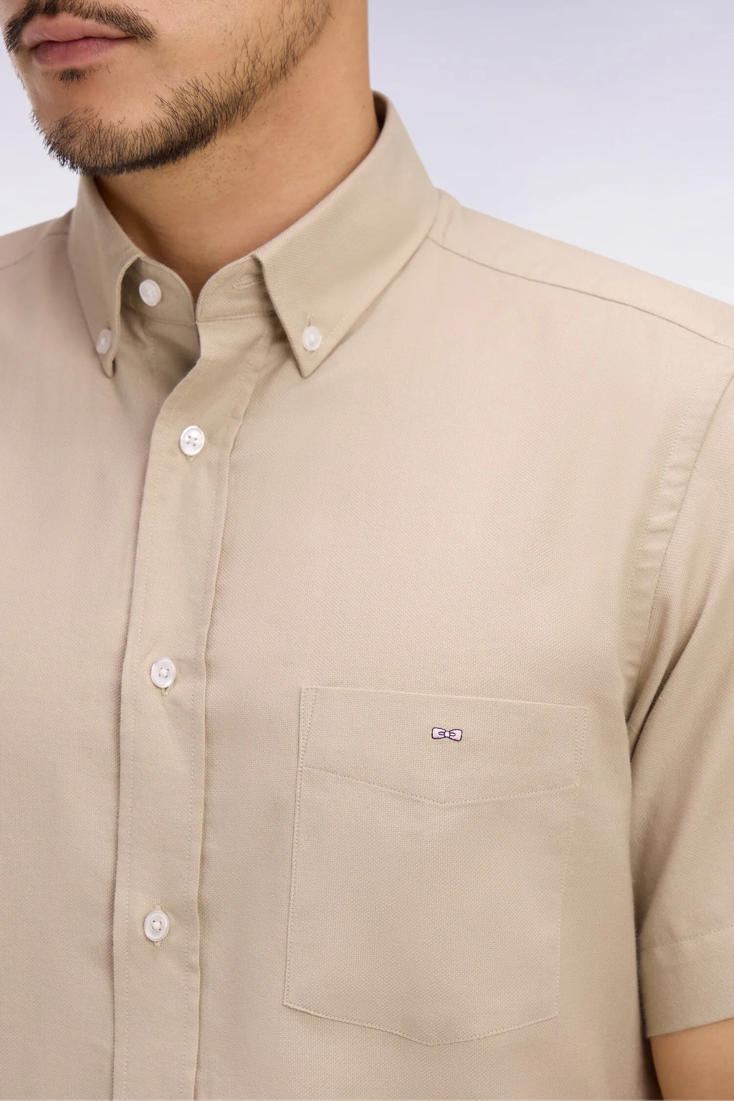 Chemise à manches courtes en piqué coton beige sold by Eden Park product image thumbnail 4