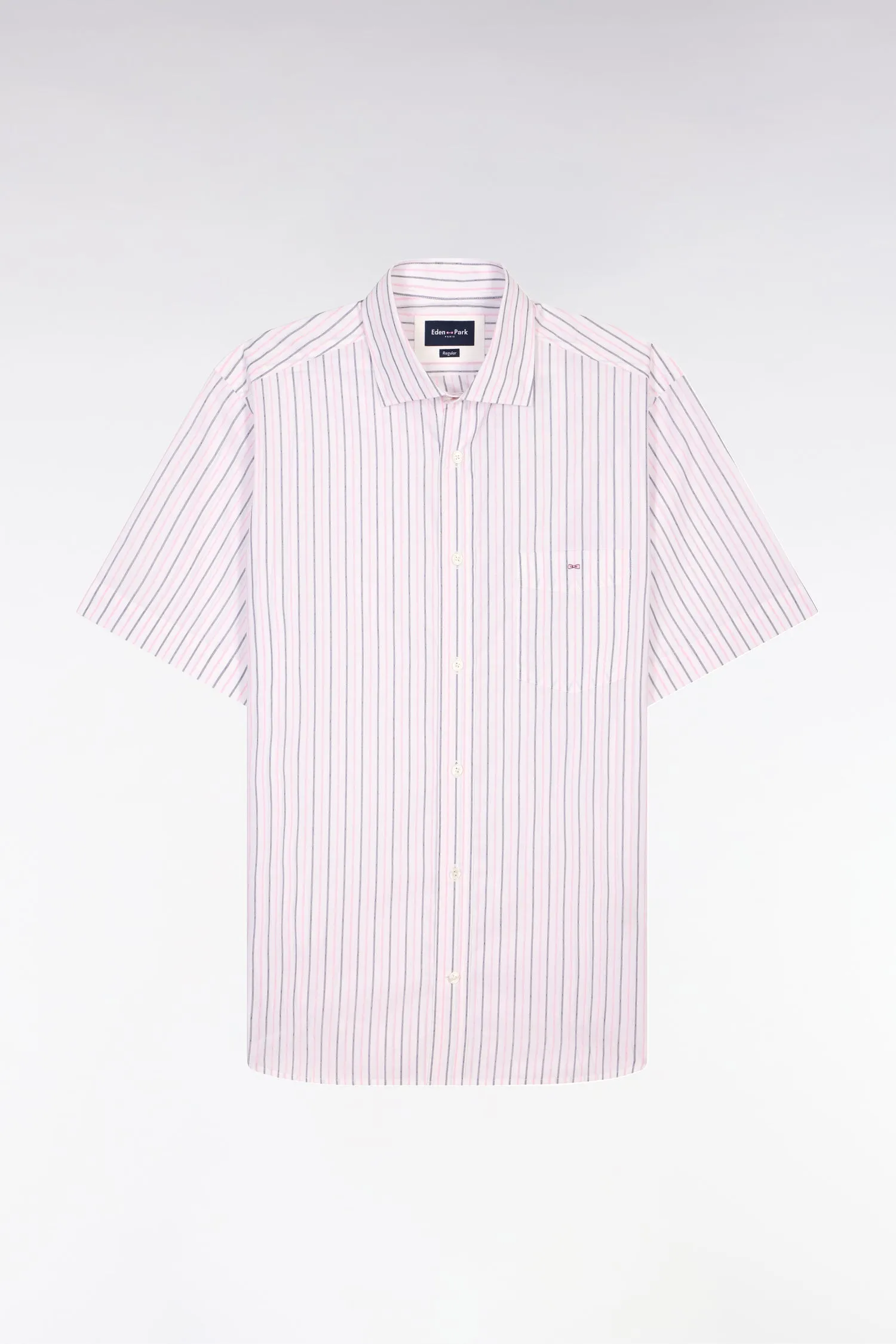 Chemise à manches courtes en dobby de coton rayé rose sold by Eden Park product image thumbnail 2