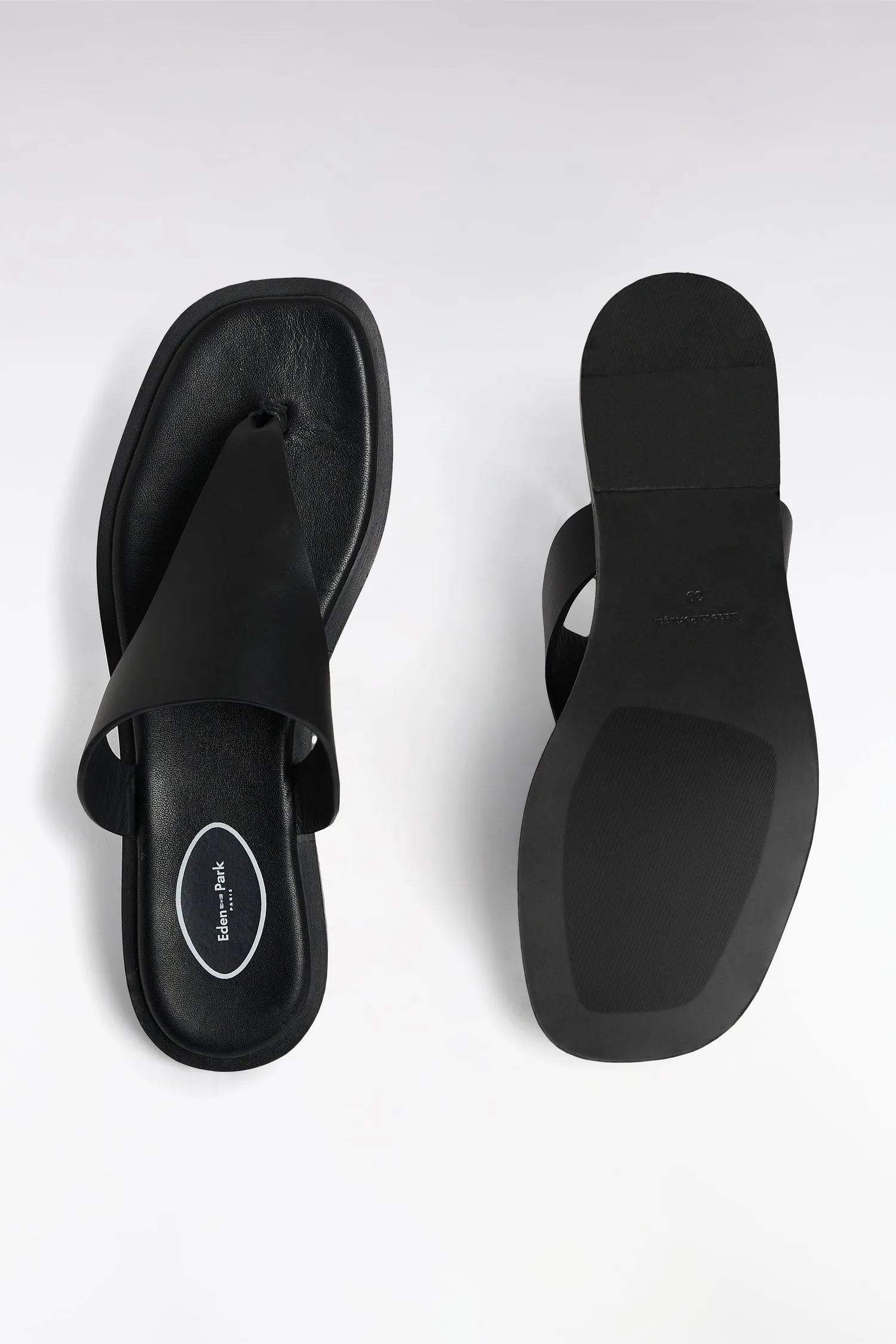 Sandales tongs en cuir de vachette noir sold by Eden Park product image thumbnail 3