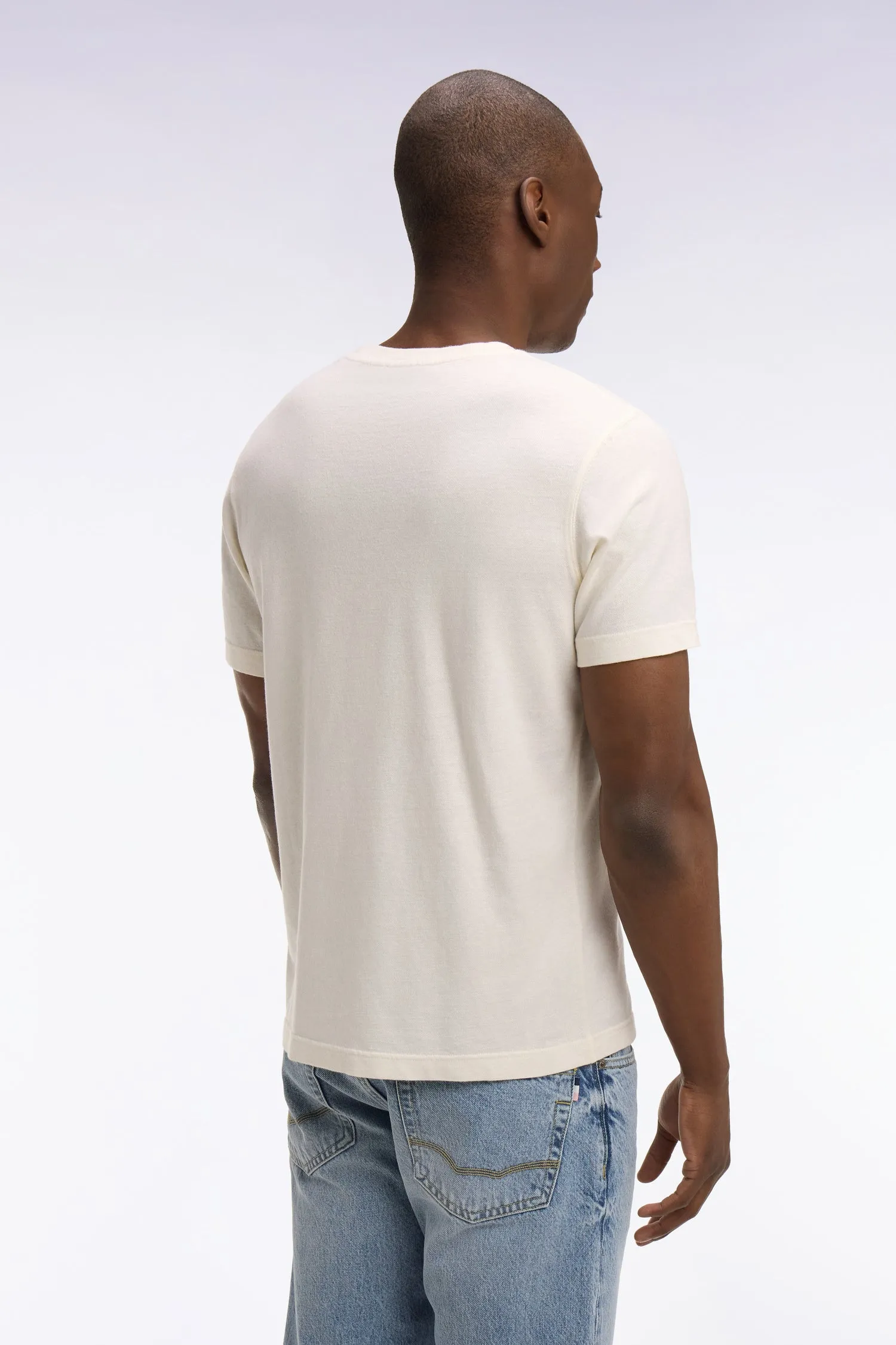 T-shirt à manches courtes en coton et lin écru coupe regular sold by Eden Park product image thumbnail 5