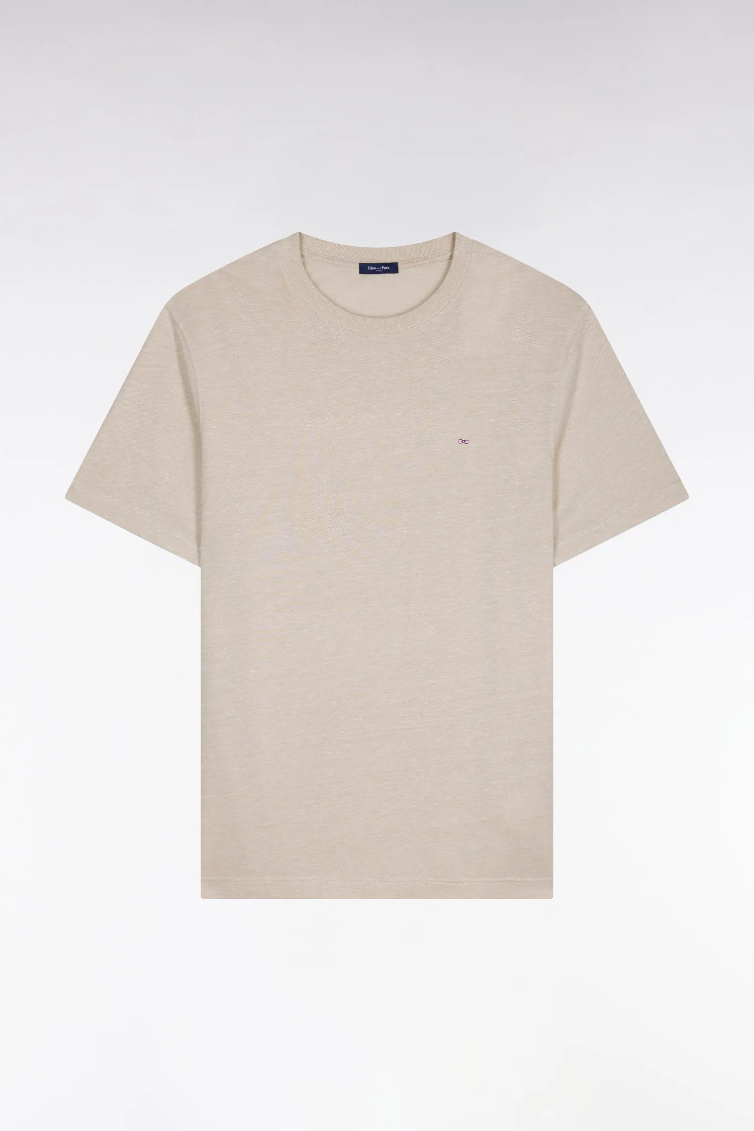 T-shirt à manches courtes en coton et lin beige coupe regular sold by Eden Park product image thumbnail 2