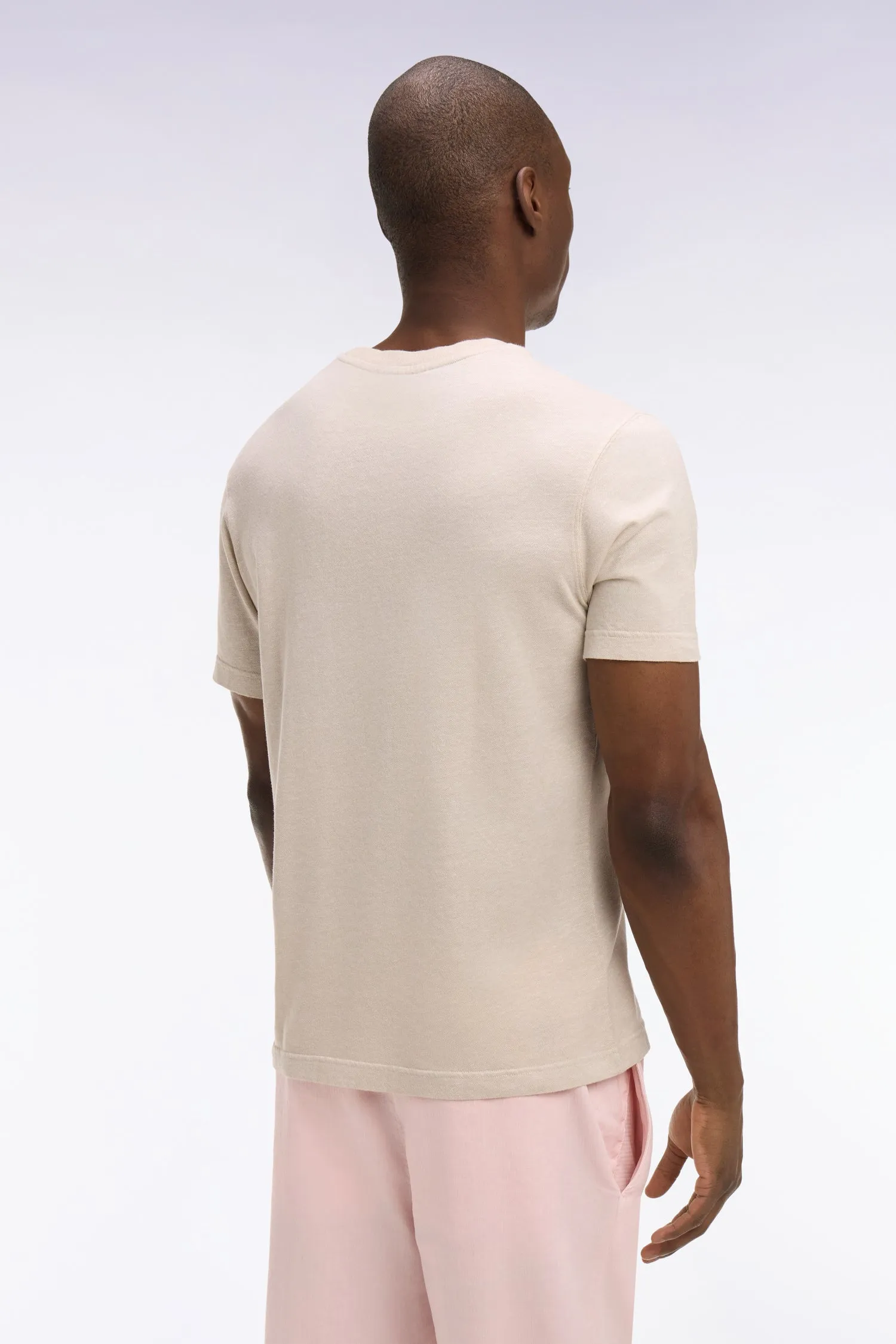 T-shirt à manches courtes en coton et lin beige coupe regular sold by Eden Park product image thumbnail 4
