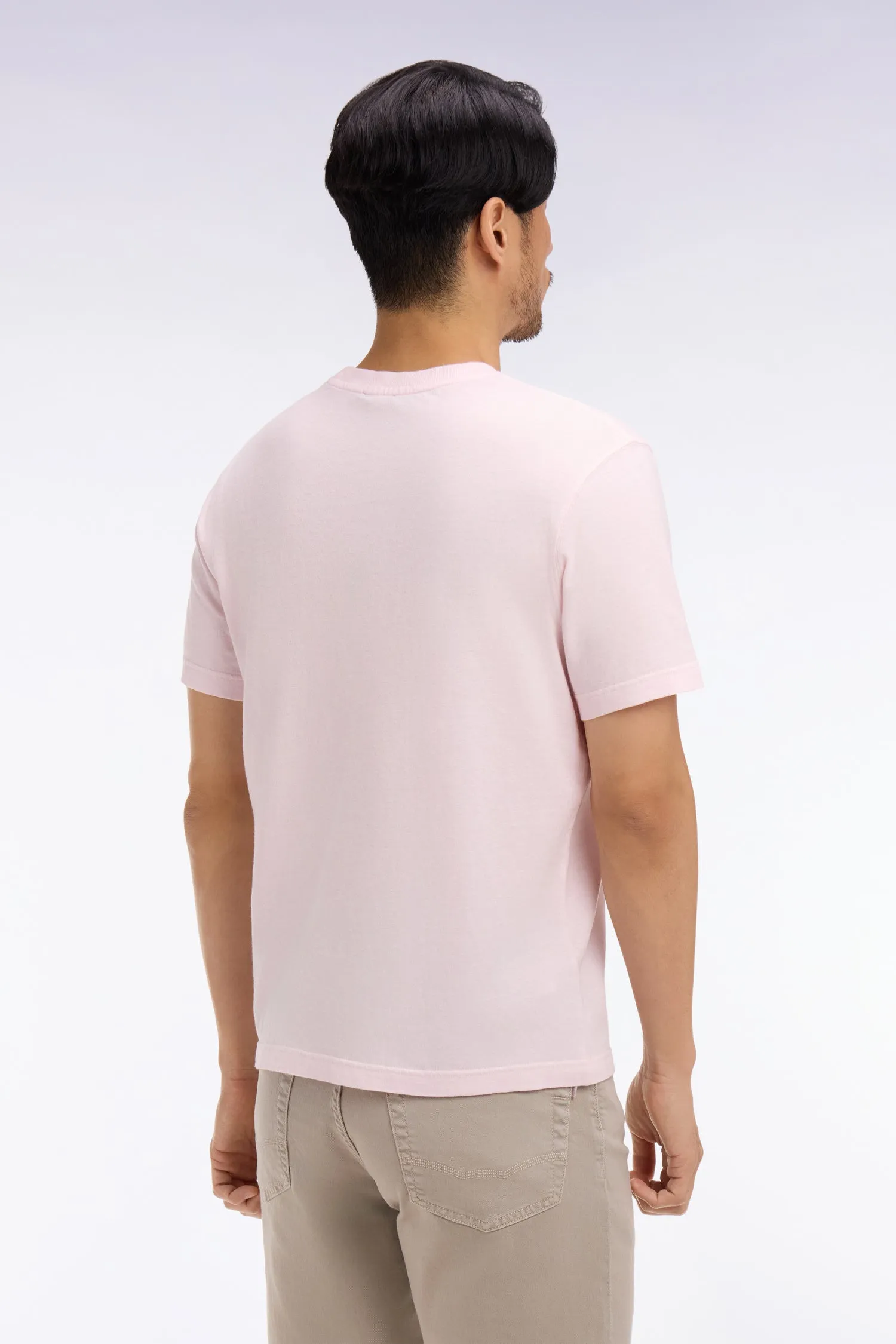 T-shirt à manches courtes en coton et lin rose coupe regular sold by Eden Park product image thumbnail 5