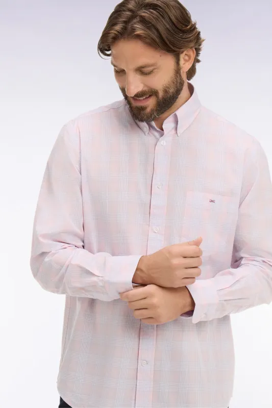Chemise en coton à carreaux roses coupe regular made by Eden Park