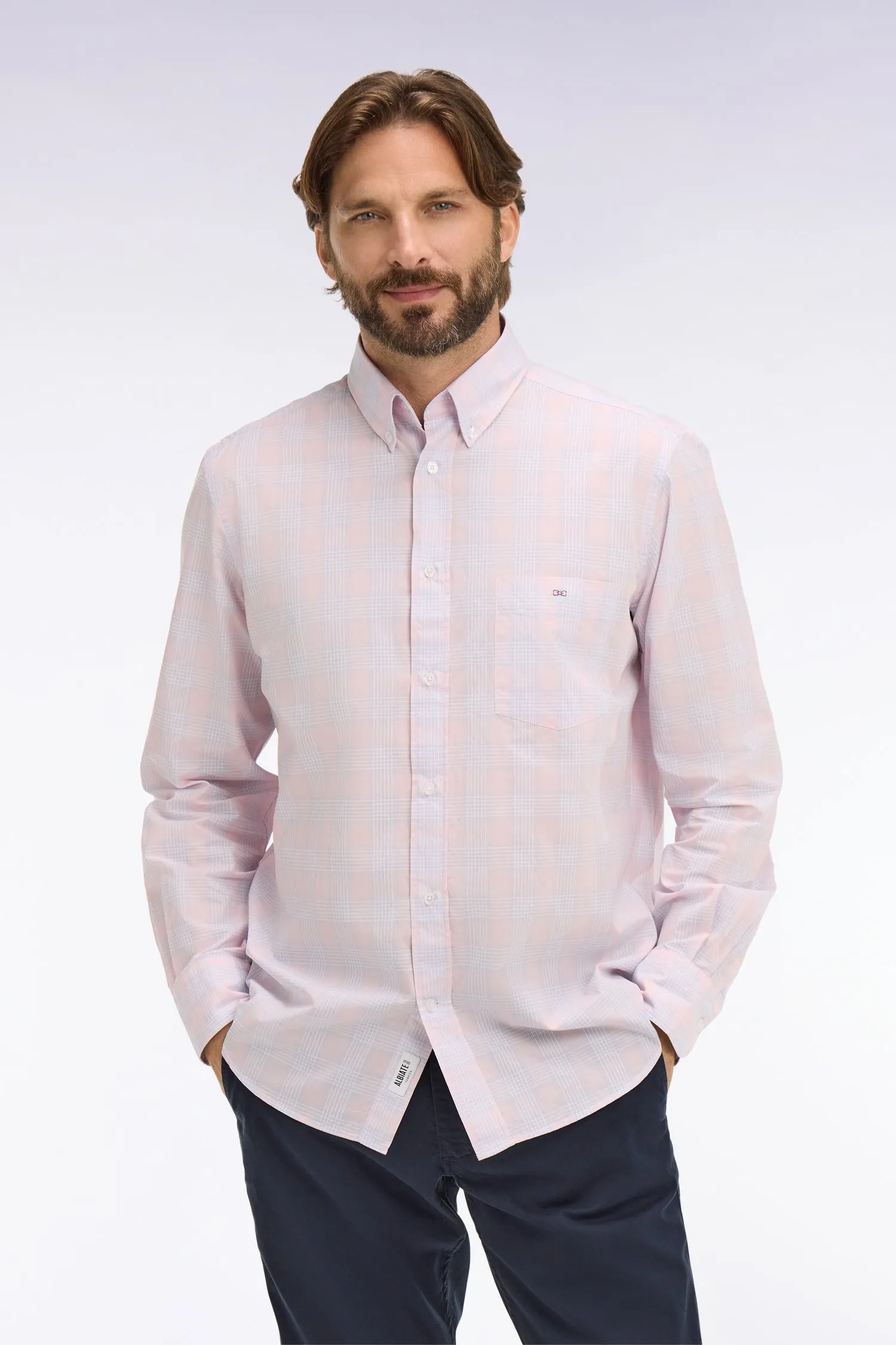 Chemise en coton à carreaux roses coupe regular sold by Eden Park product image thumbnail 3
