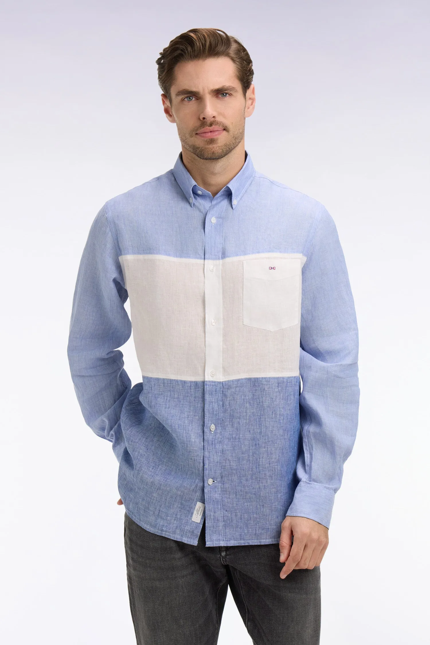Chemise en lin bleu tricolore sold by Eden Park product image thumbnail 3