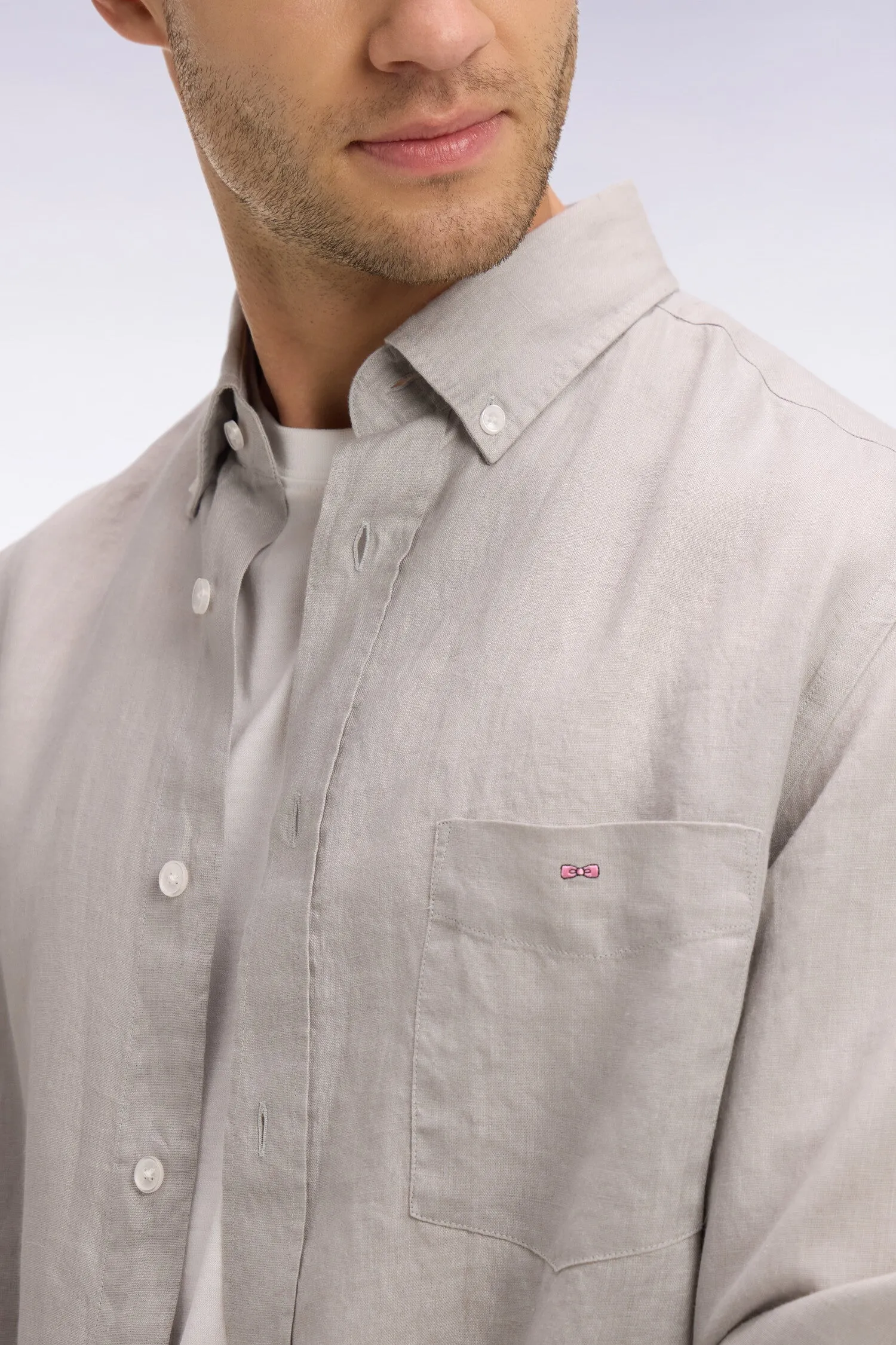 Chemise droite en lin gris sold by Eden Park product image thumbnail 4
