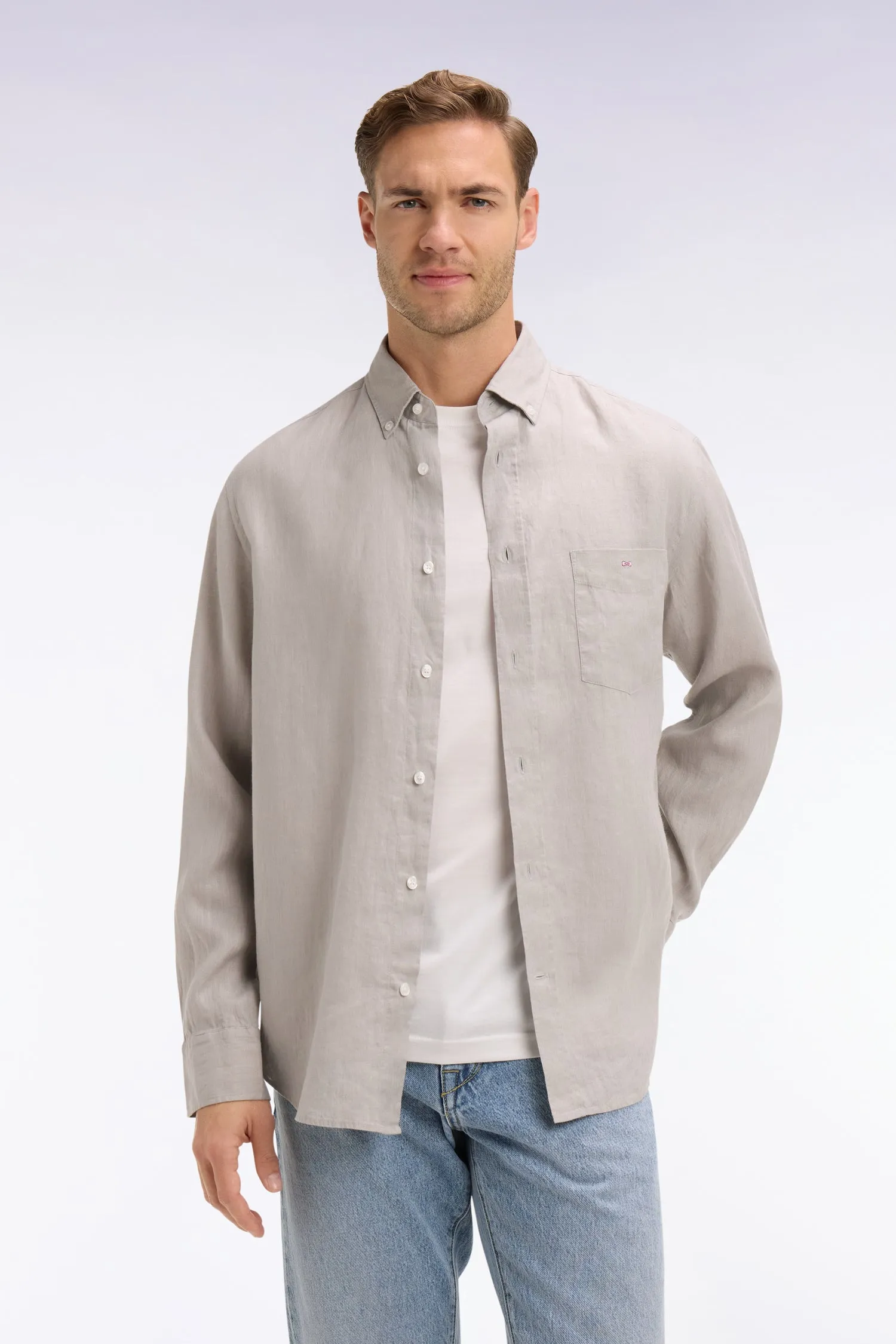 Chemise droite en lin gris sold by Eden Park product image thumbnail 3