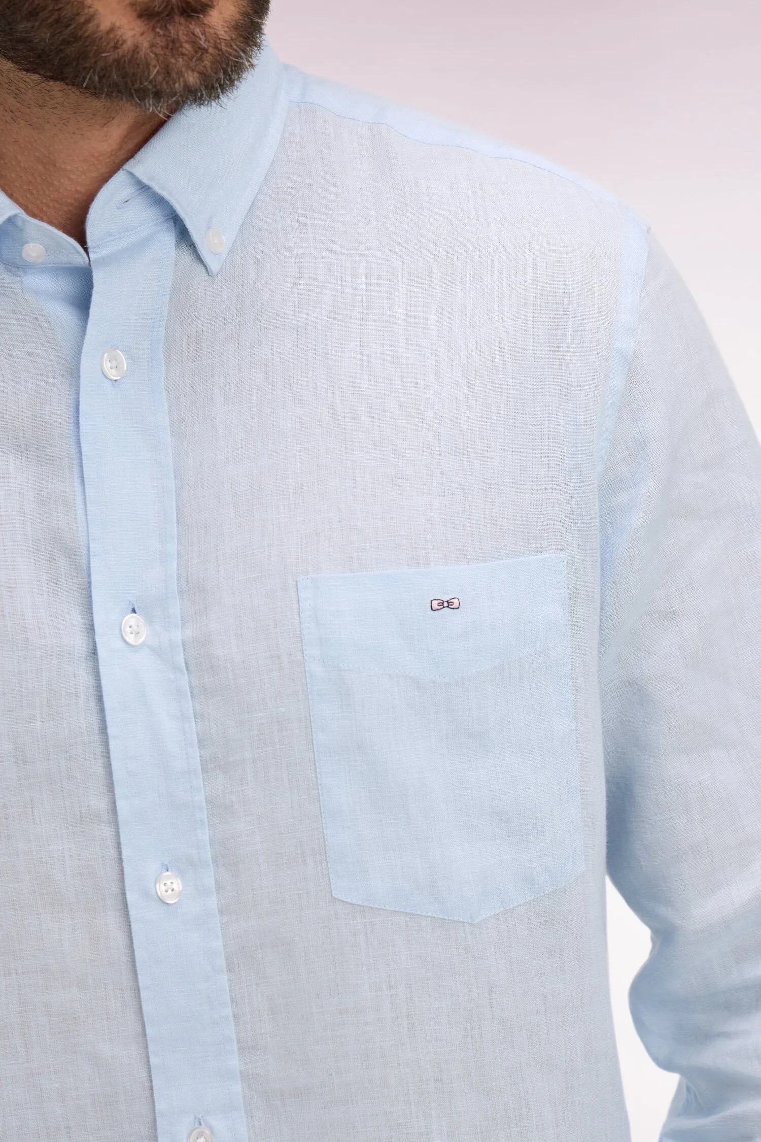 Chemise droite en lin bleu ciel sold by Eden Park product image thumbnail 4