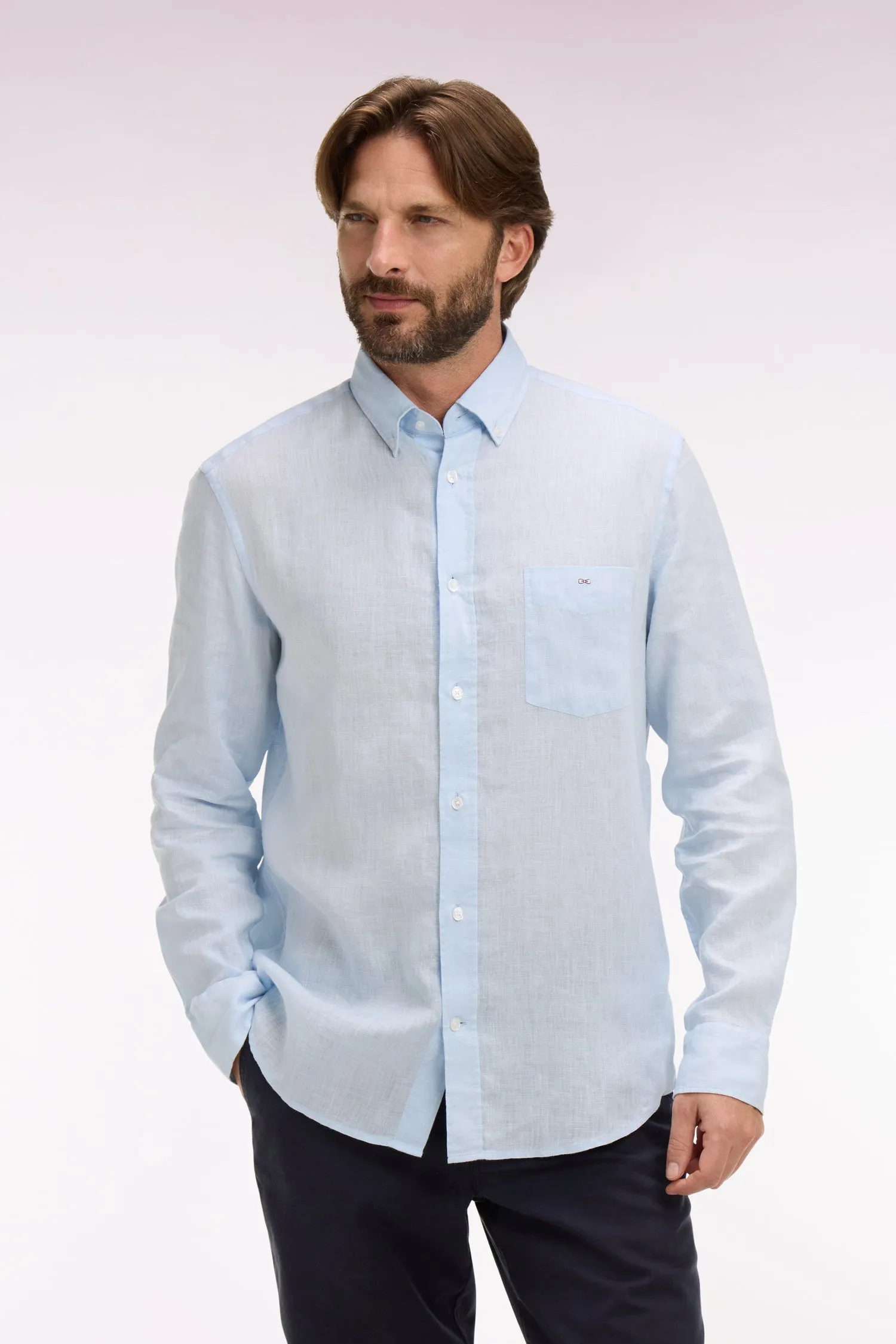 Chemise droite en lin bleu ciel sold by Eden Park product image thumbnail 3