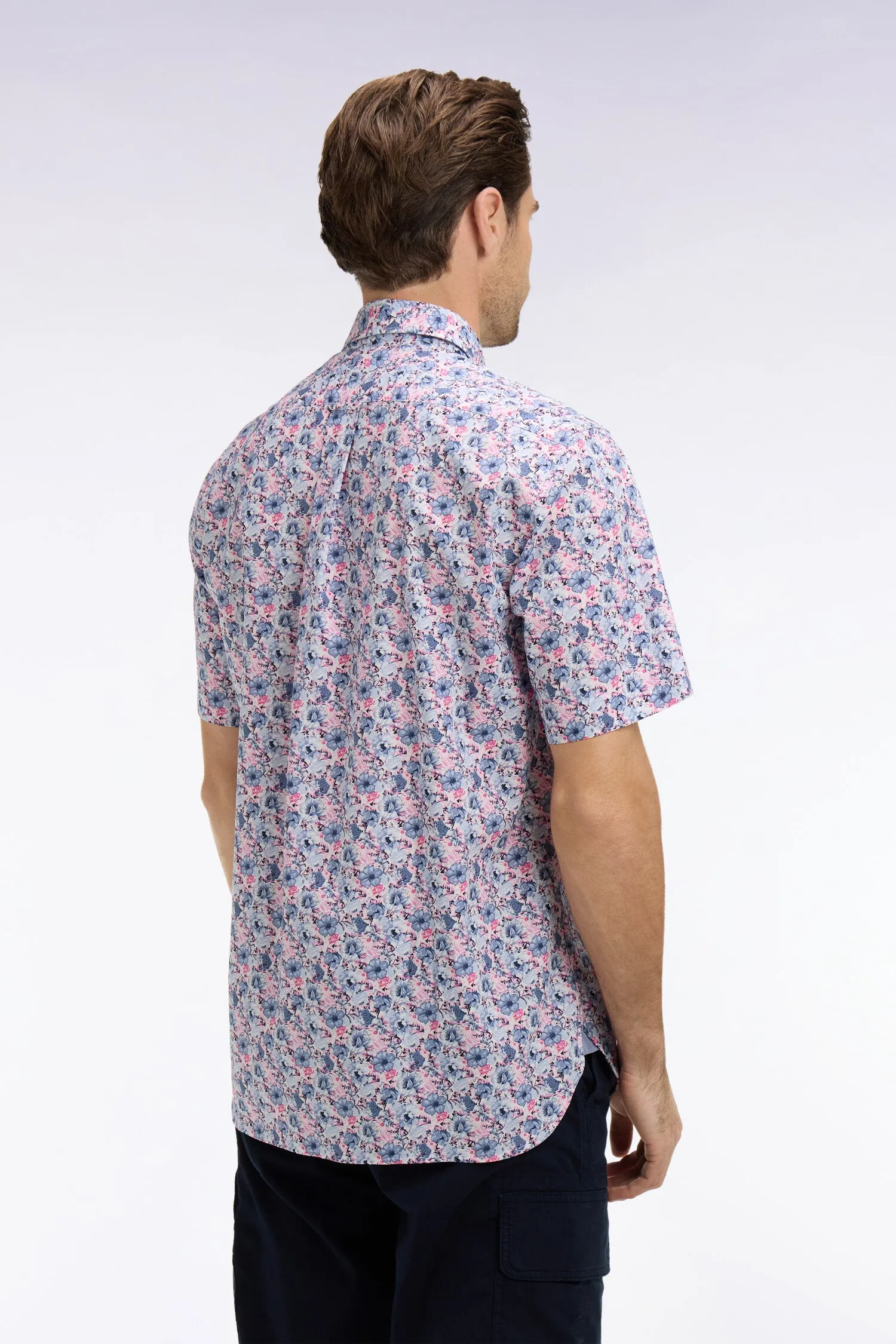 Chemise à manches courtes en coton à motif floral rose et bleu sold by Eden Park product image thumbnail 5
