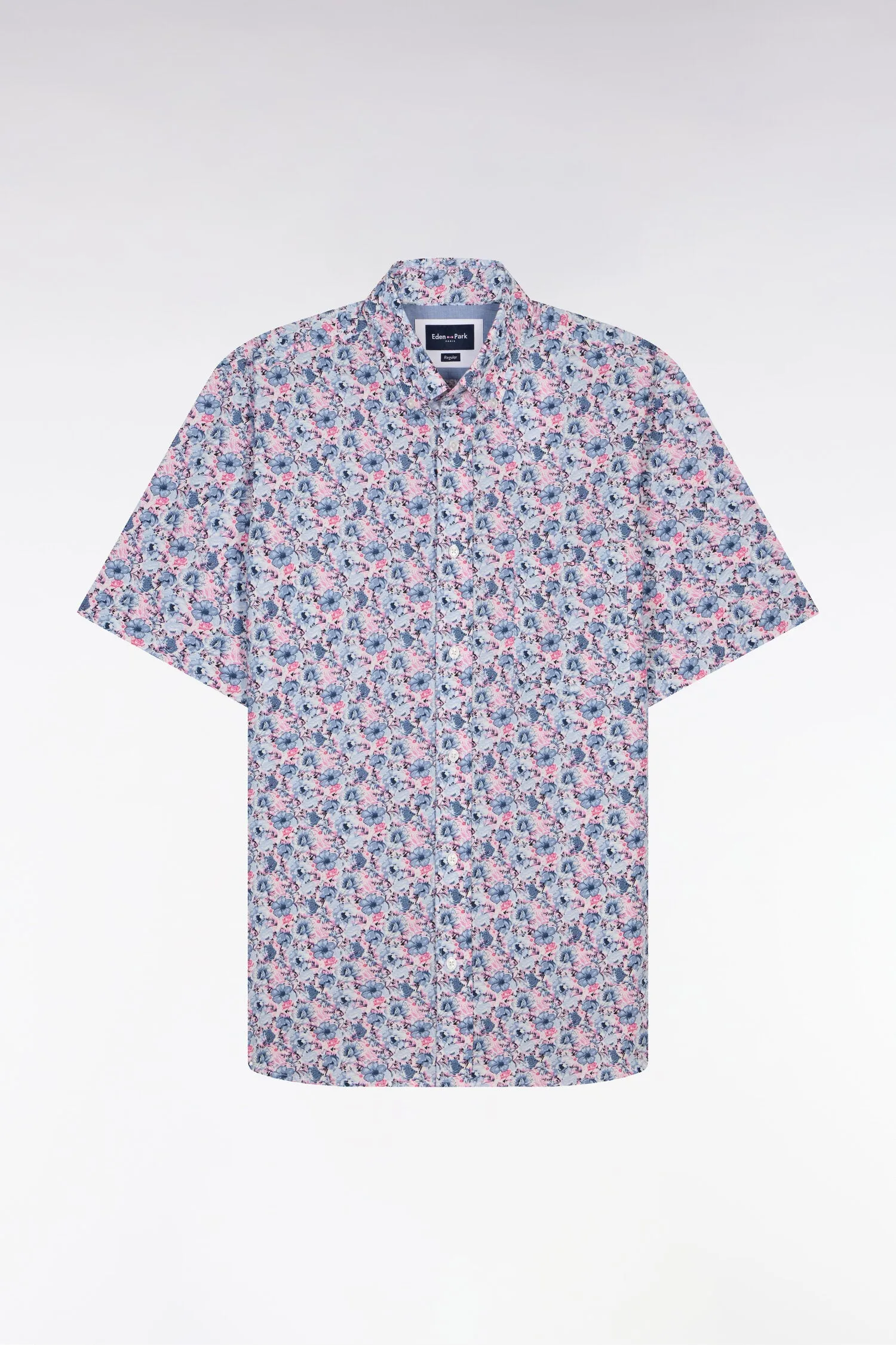 Chemise à manches courtes en coton à motif floral rose et bleu sold by Eden Park product image thumbnail 2