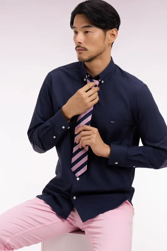 Chemise en coton marine à coudières imprimées made by Eden Park