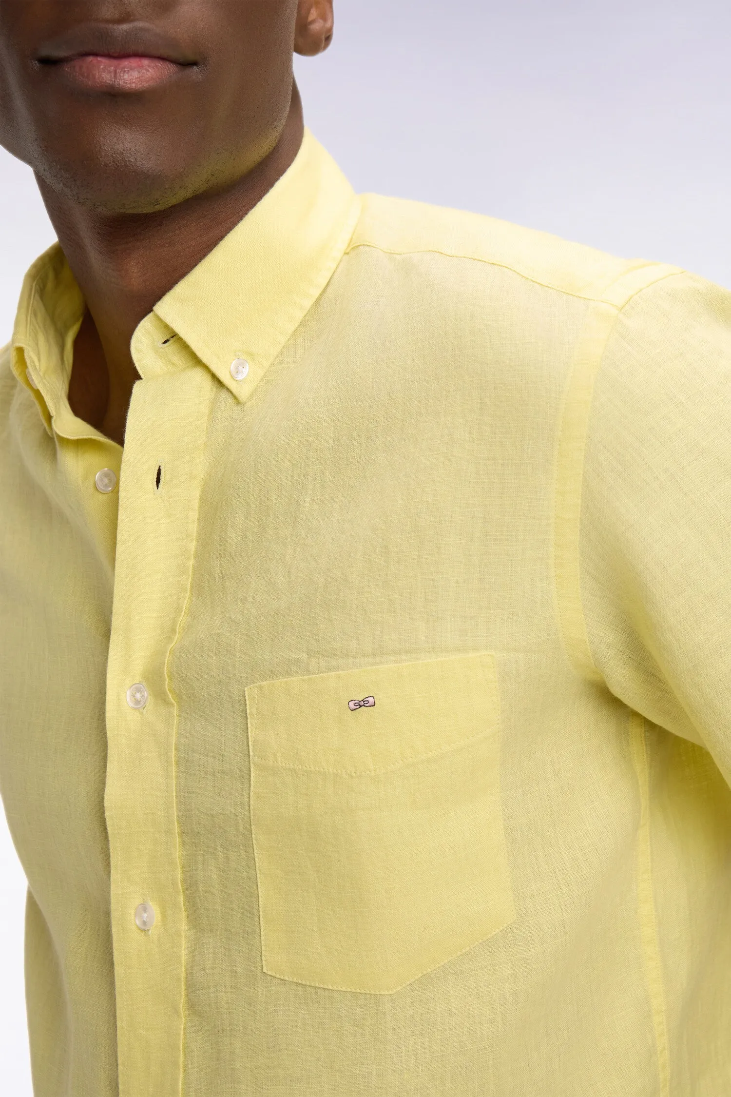 Chemise à manches courtes en lin jaune sold by Eden Park product image thumbnail 4