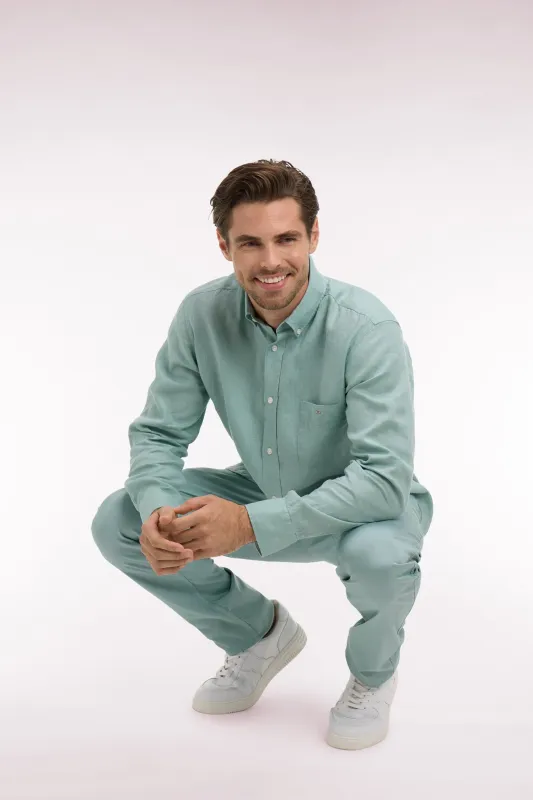 Chemise droite en lin vert d'eau made by Eden Park