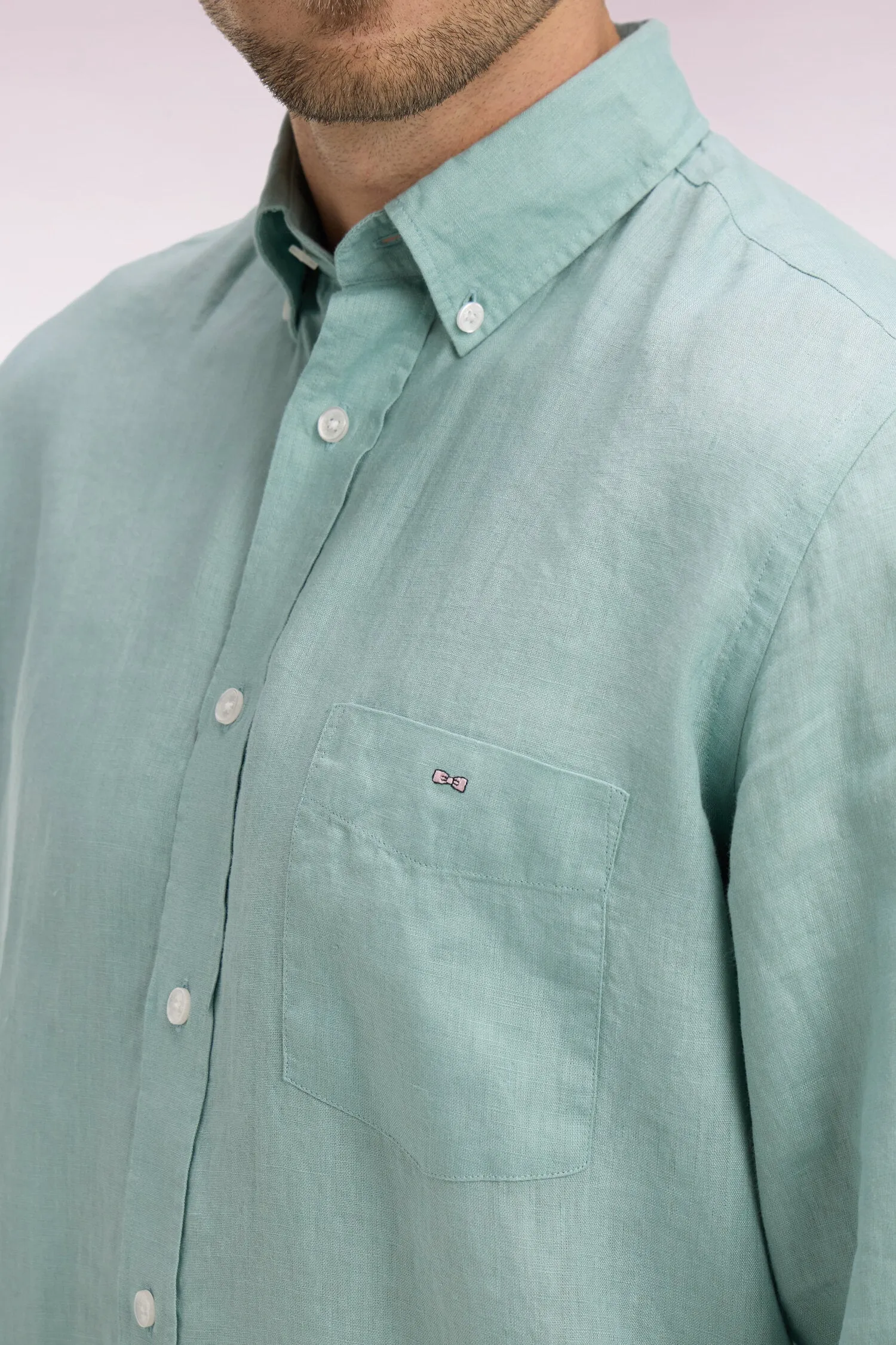 Chemise droite en lin vert d'eau sold by Eden Park product image thumbnail 4