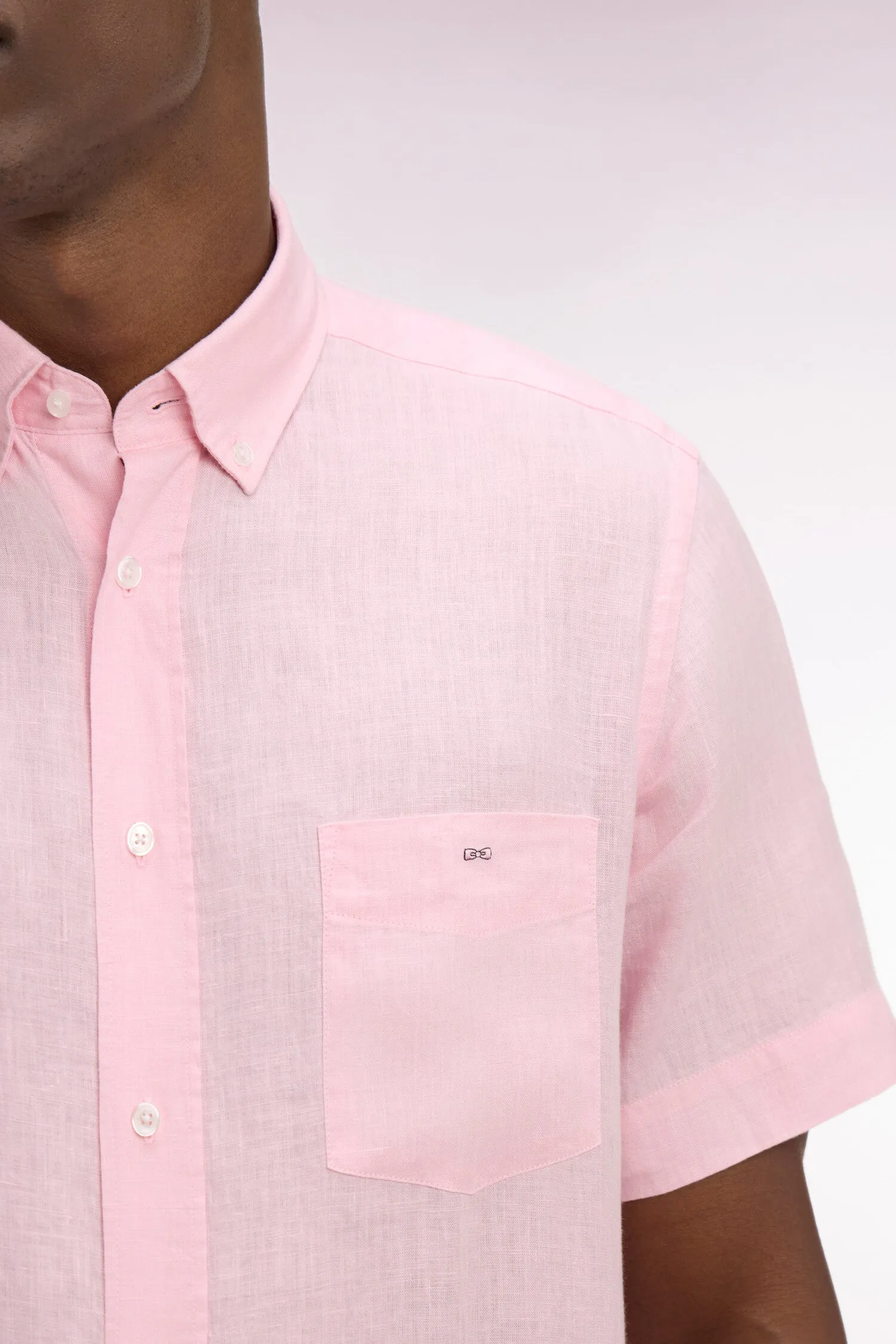 Chemise à manches courtes en lin rose clair sold by Eden Park product image thumbnail 4