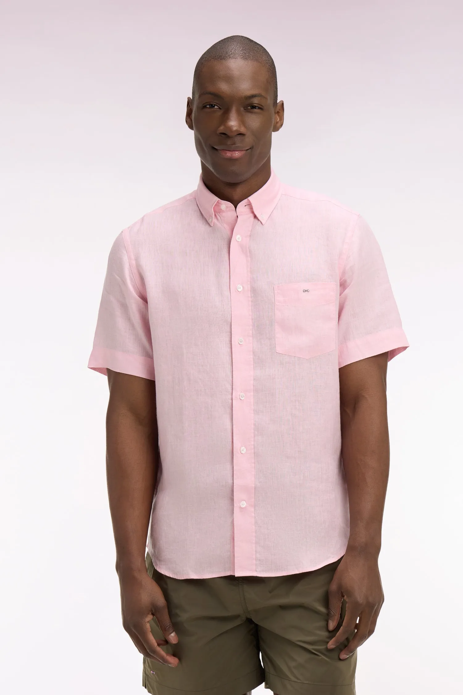 Chemise à manches courtes en lin rose clair sold by Eden Park product image thumbnail 3