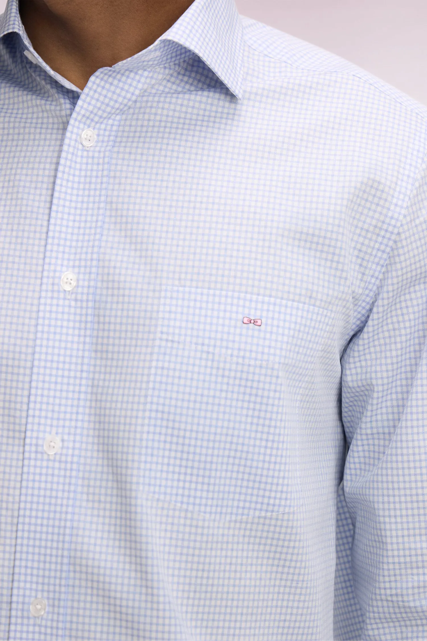 Chemise en coton dobby à carreaux ciel coupe regular sold by Eden Park product image thumbnail 4