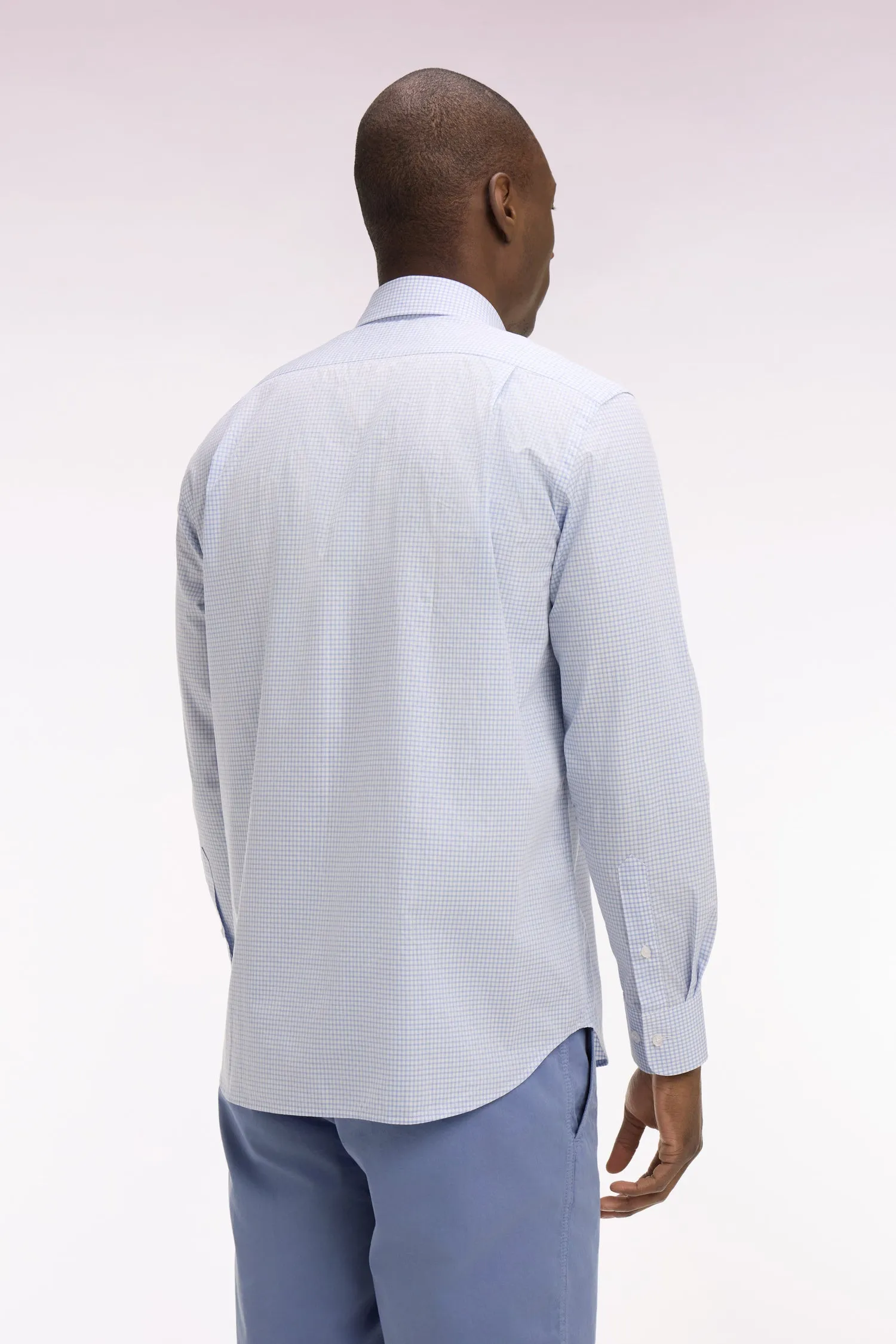 Chemise en coton dobby à carreaux ciel coupe regular sold by Eden Park product image thumbnail 5