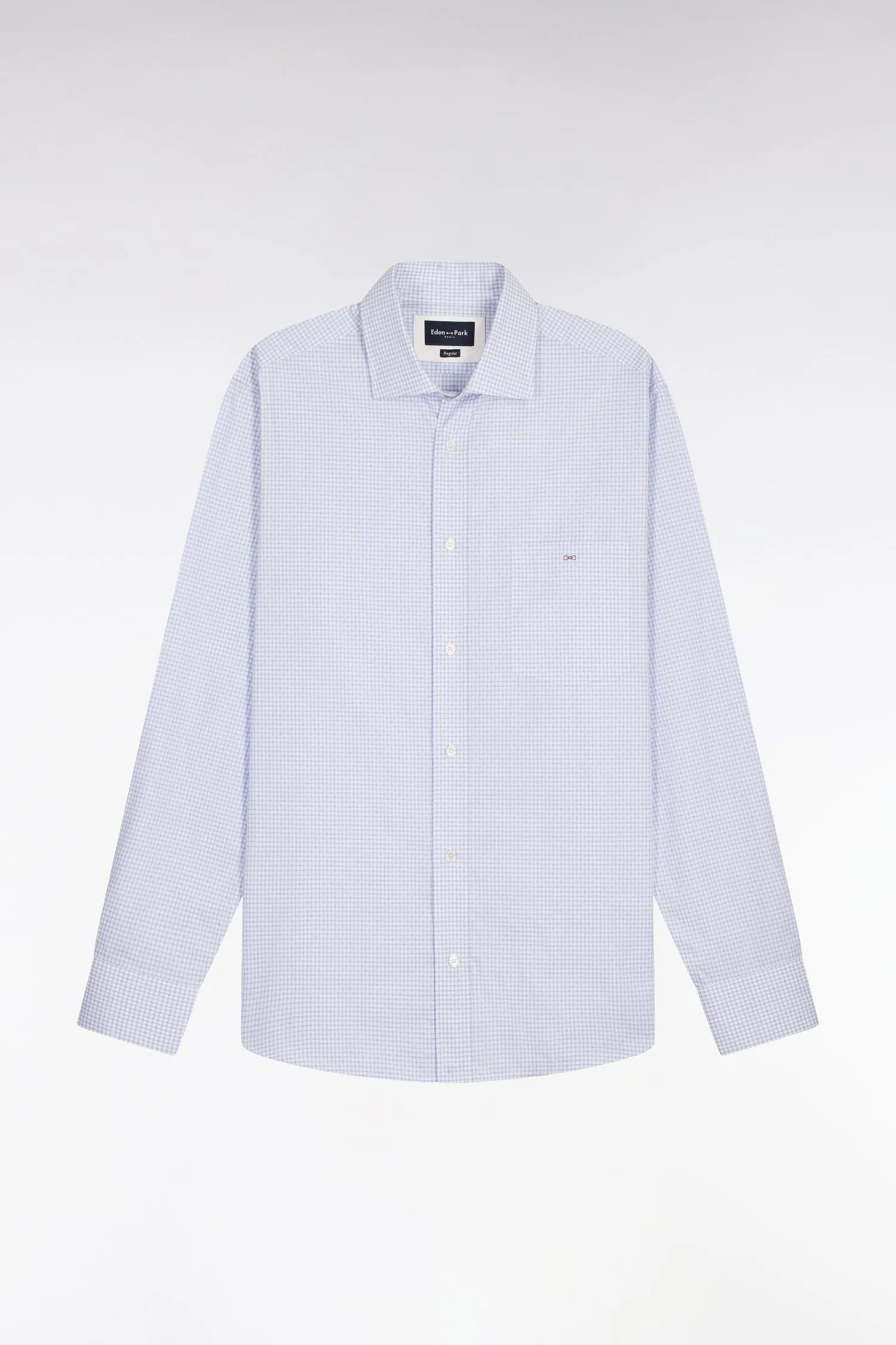 Chemise en coton dobby à carreaux ciel coupe regular sold by Eden Park product image thumbnail 2