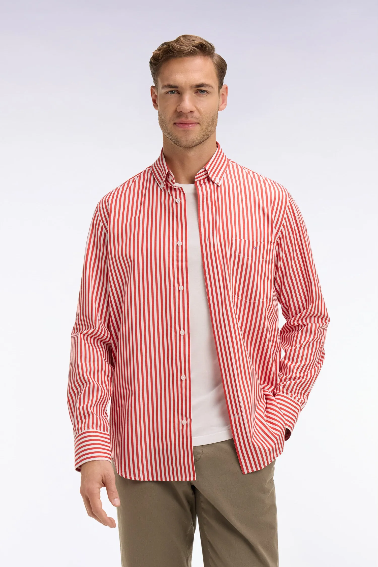 Chemise en coton rouge à rayures bâtons sold by Eden Park product image thumbnail 3