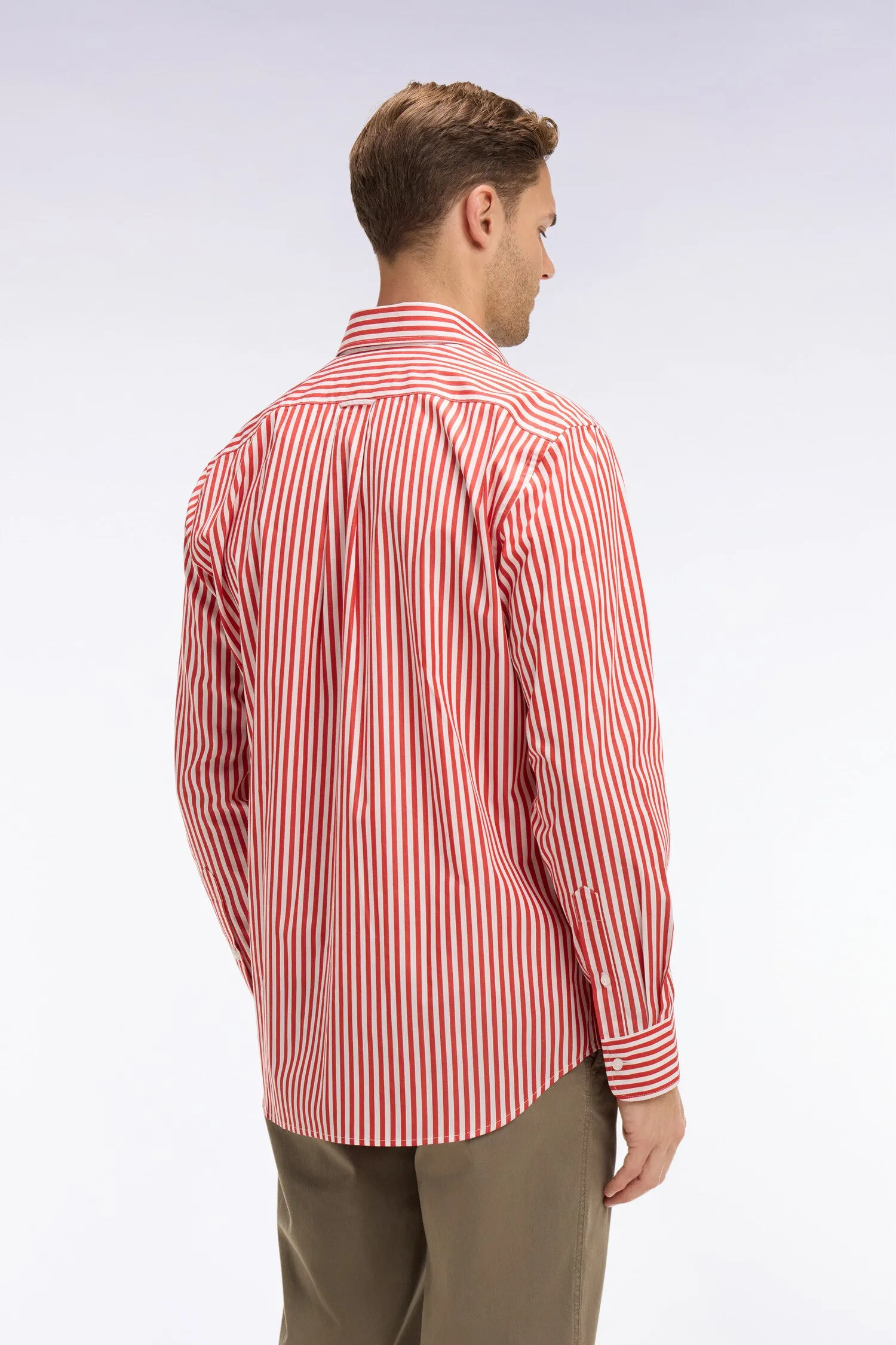 Chemise en coton rouge à rayures bâtons sold by Eden Park product image thumbnail 5