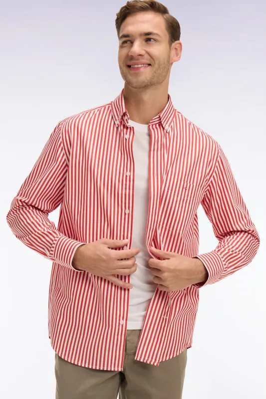 Chemise en coton rouge à rayures bâtons made by Eden Park