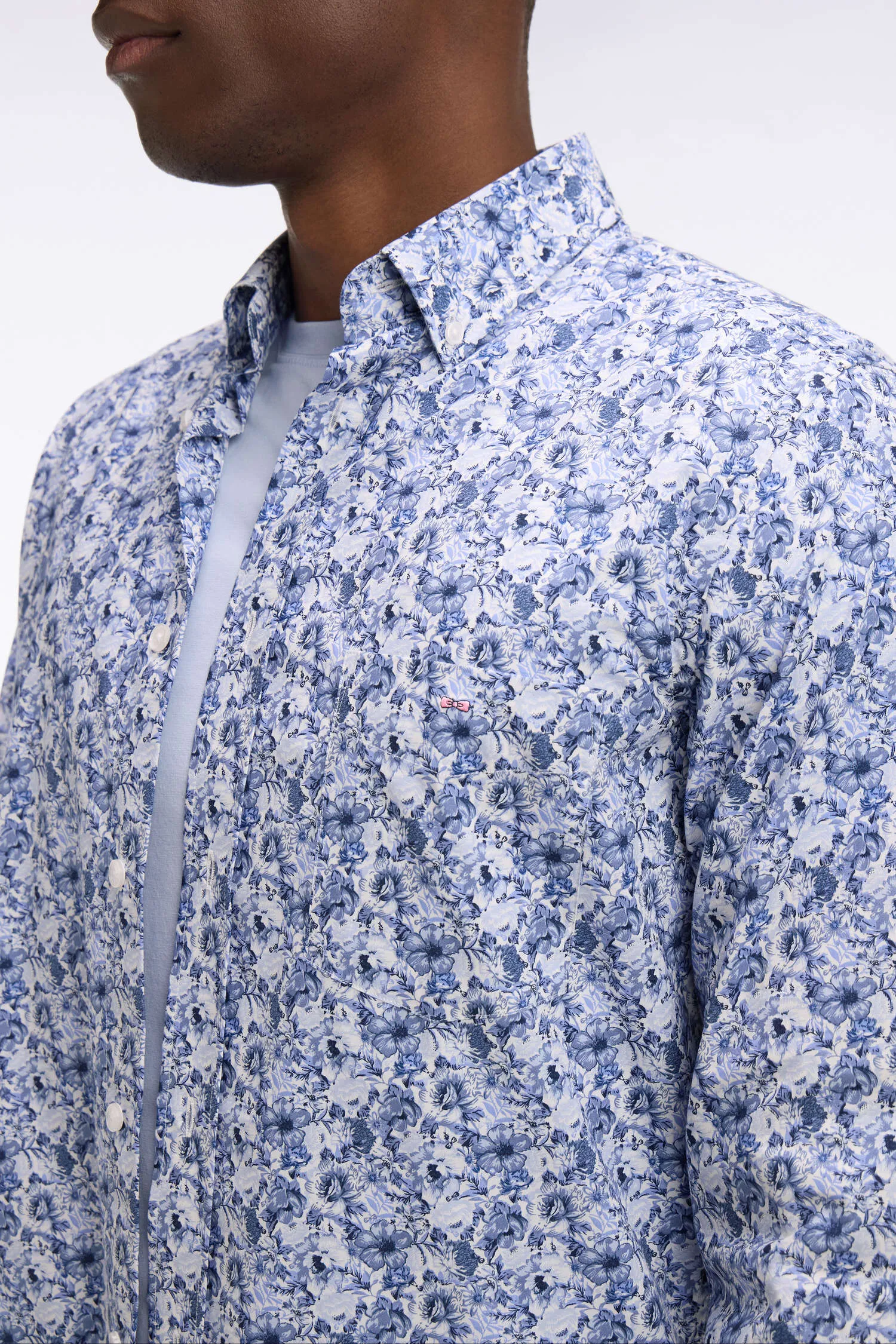 Chemise en popeline de coton bleu à motif floral sold by Eden Park product image thumbnail 4