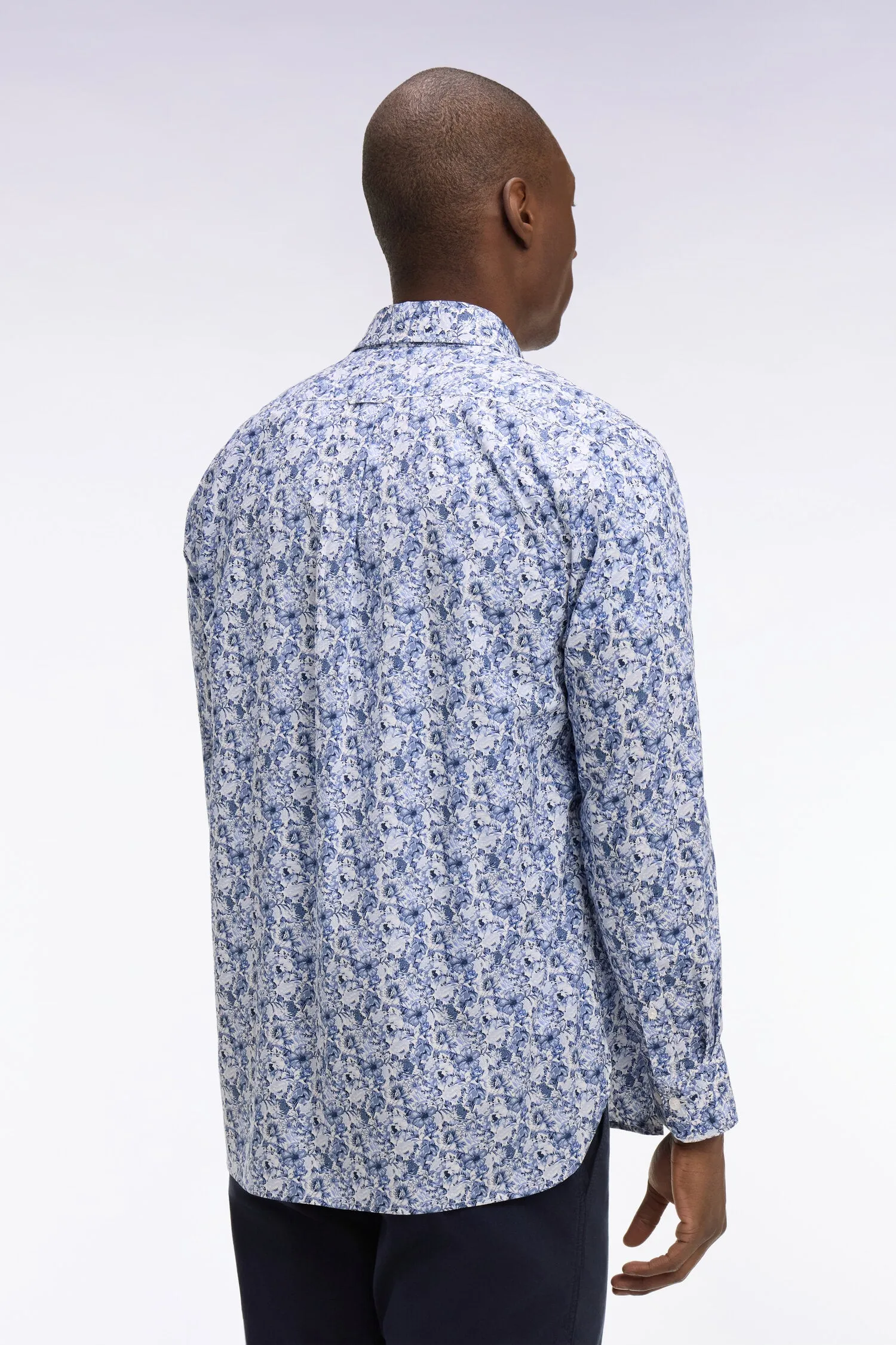 Chemise en popeline de coton bleu à motif floral sold by Eden Park product image thumbnail 5