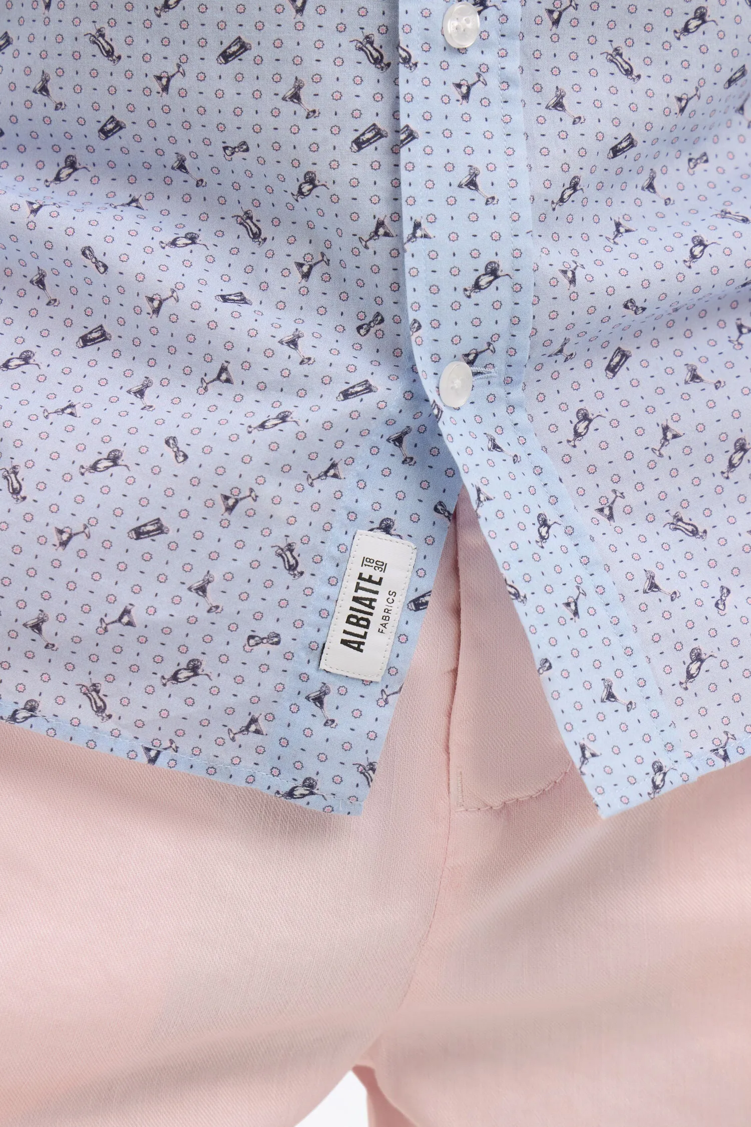 Chemise en popeline de coton bleu ciel à micromotifs coupe slim sold by Eden Park product image thumbnail 4