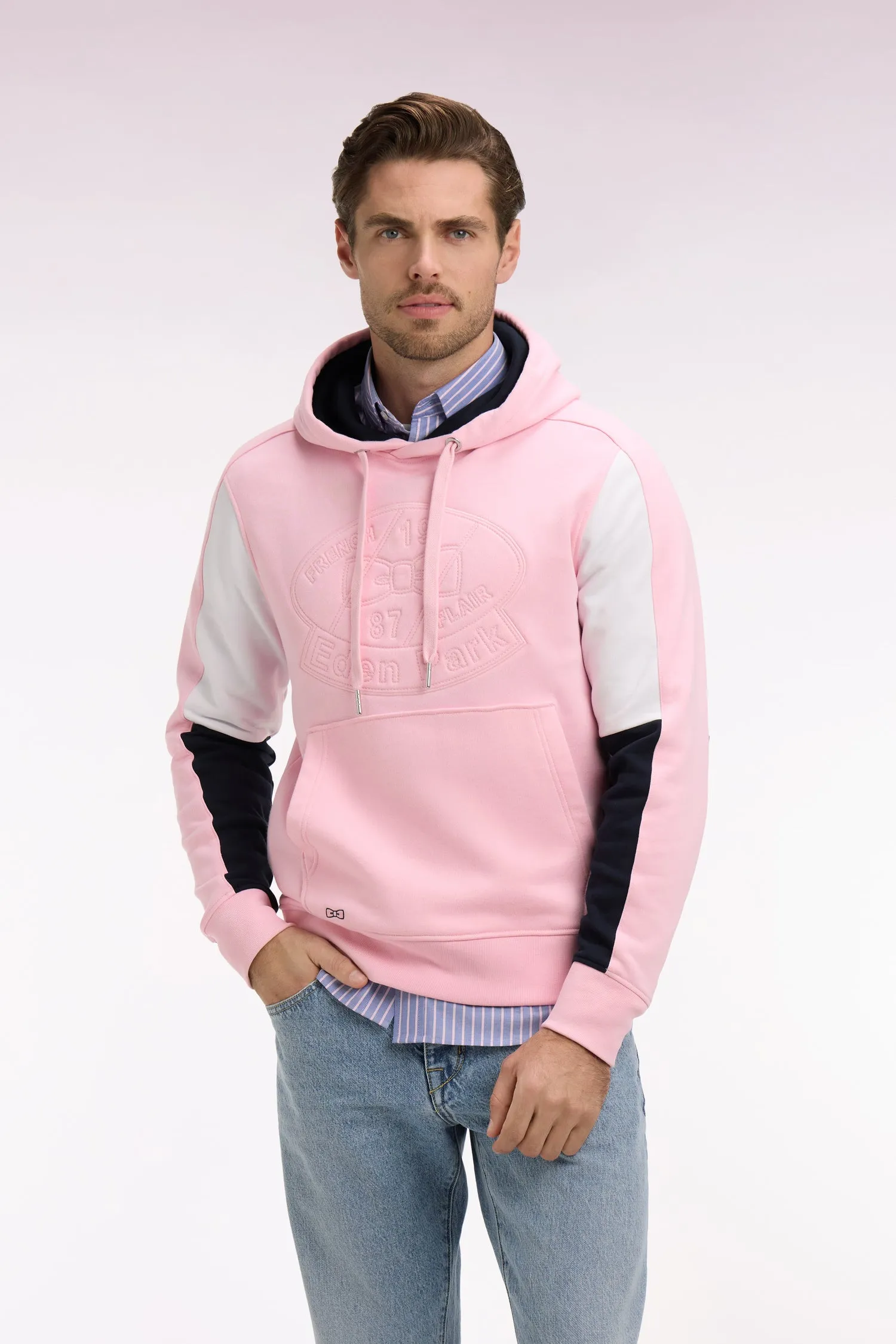 Sweatshirt à capuche en molleton coton rose brodé sold by Eden Park product image thumbnail 3