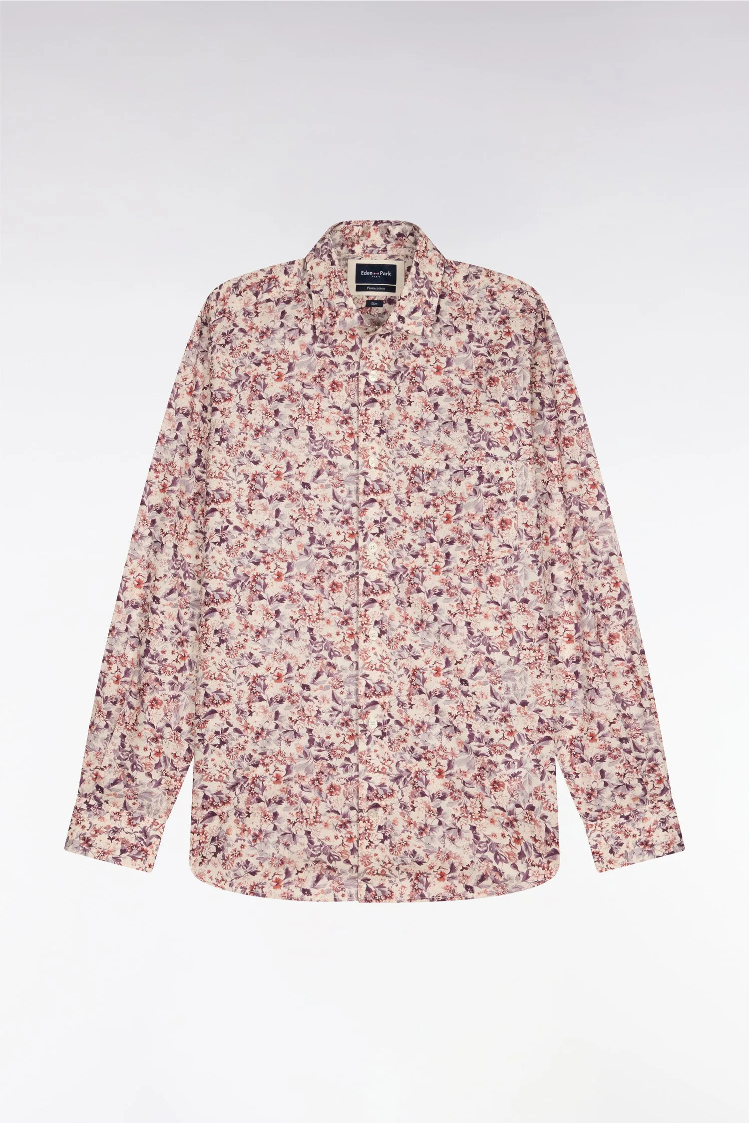 Chemise en popeline de coton blanche à microimprimé floral coupe slim sold by Eden Park product image thumbnail 2