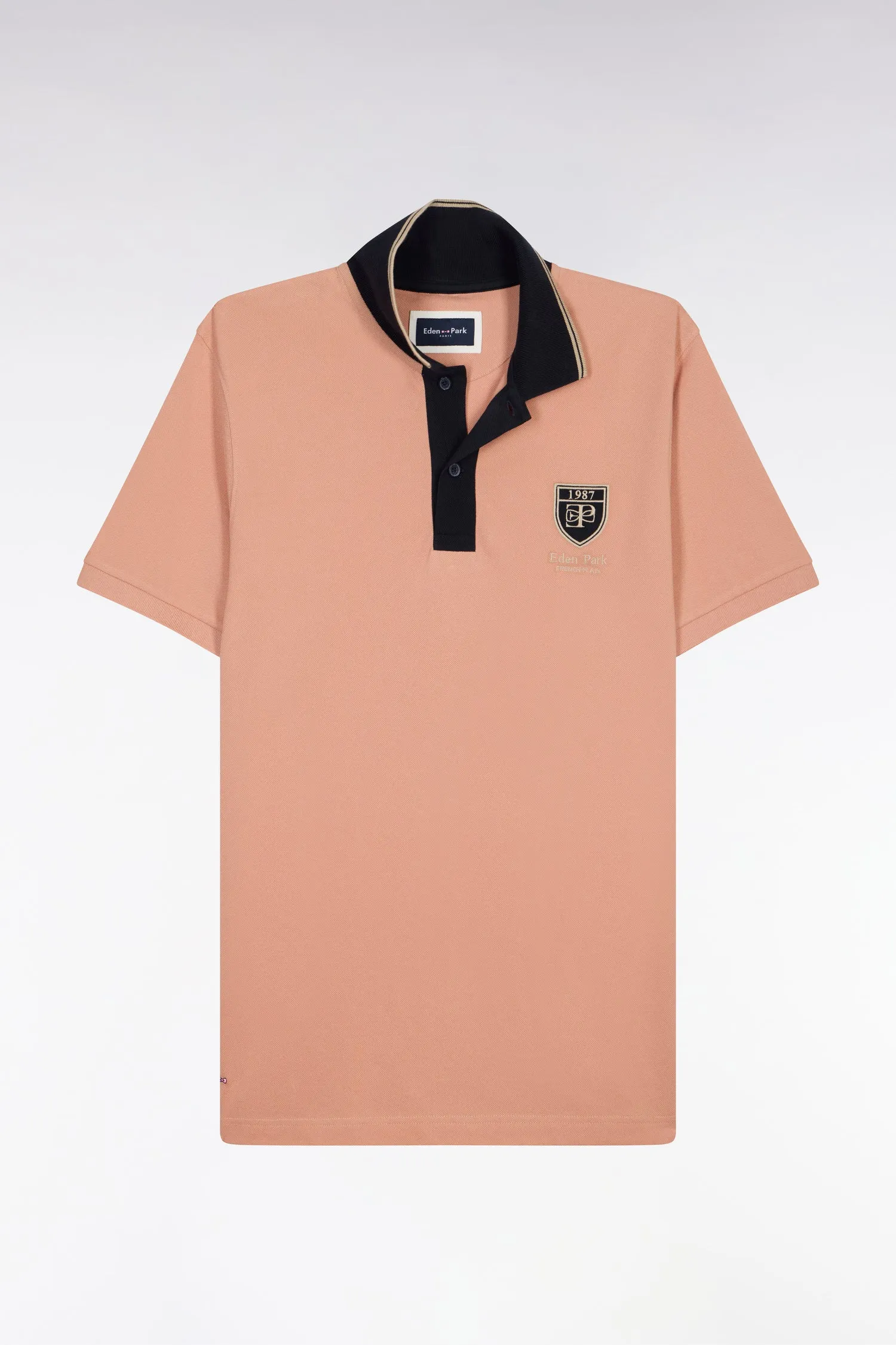 Polo à manches courtes en piqué coton saumon écusson EP sold by Eden Park product image thumbnail 2