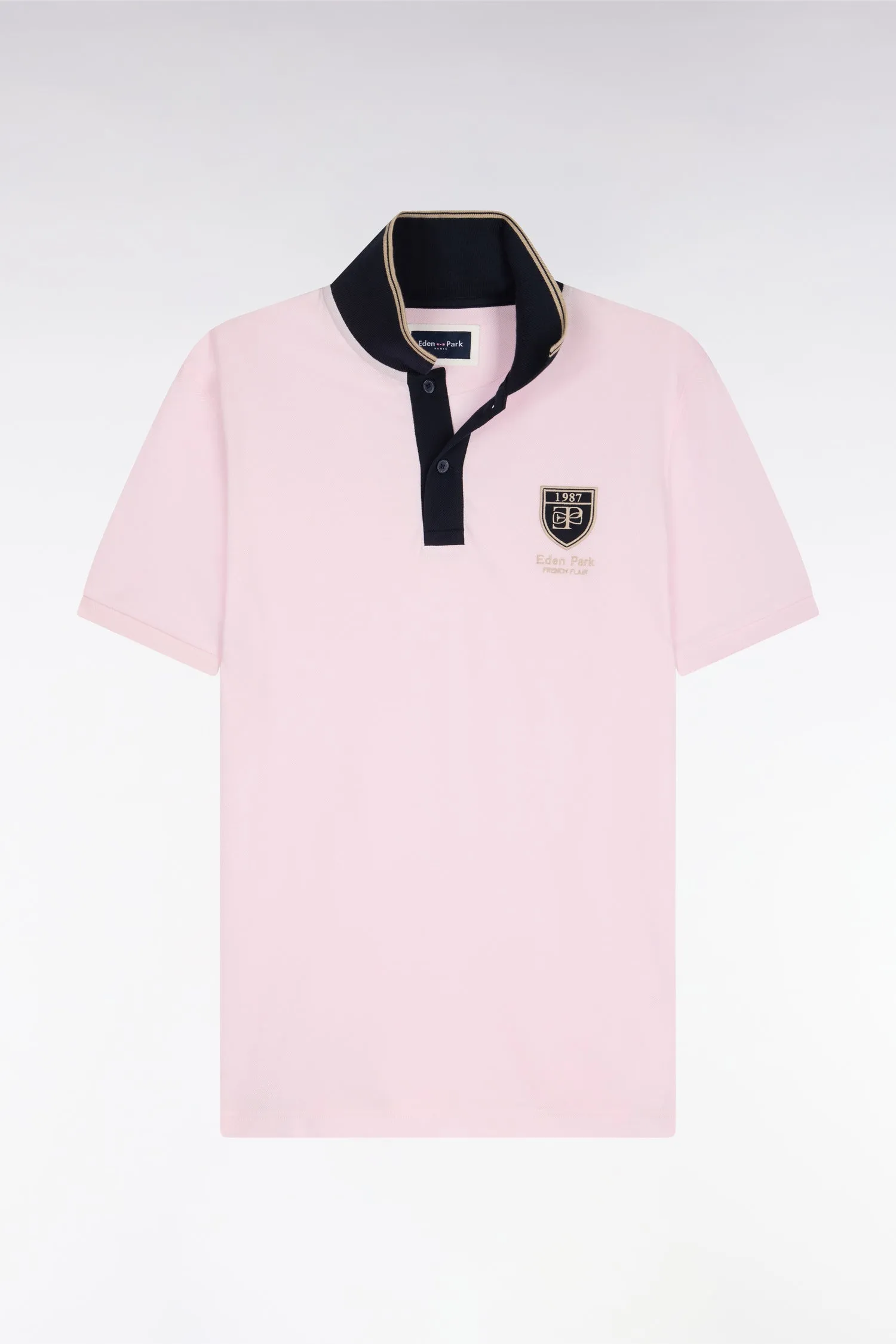 Polo à manches courtes en piqué coton rose écusson EP sold by Eden Park product image thumbnail 2