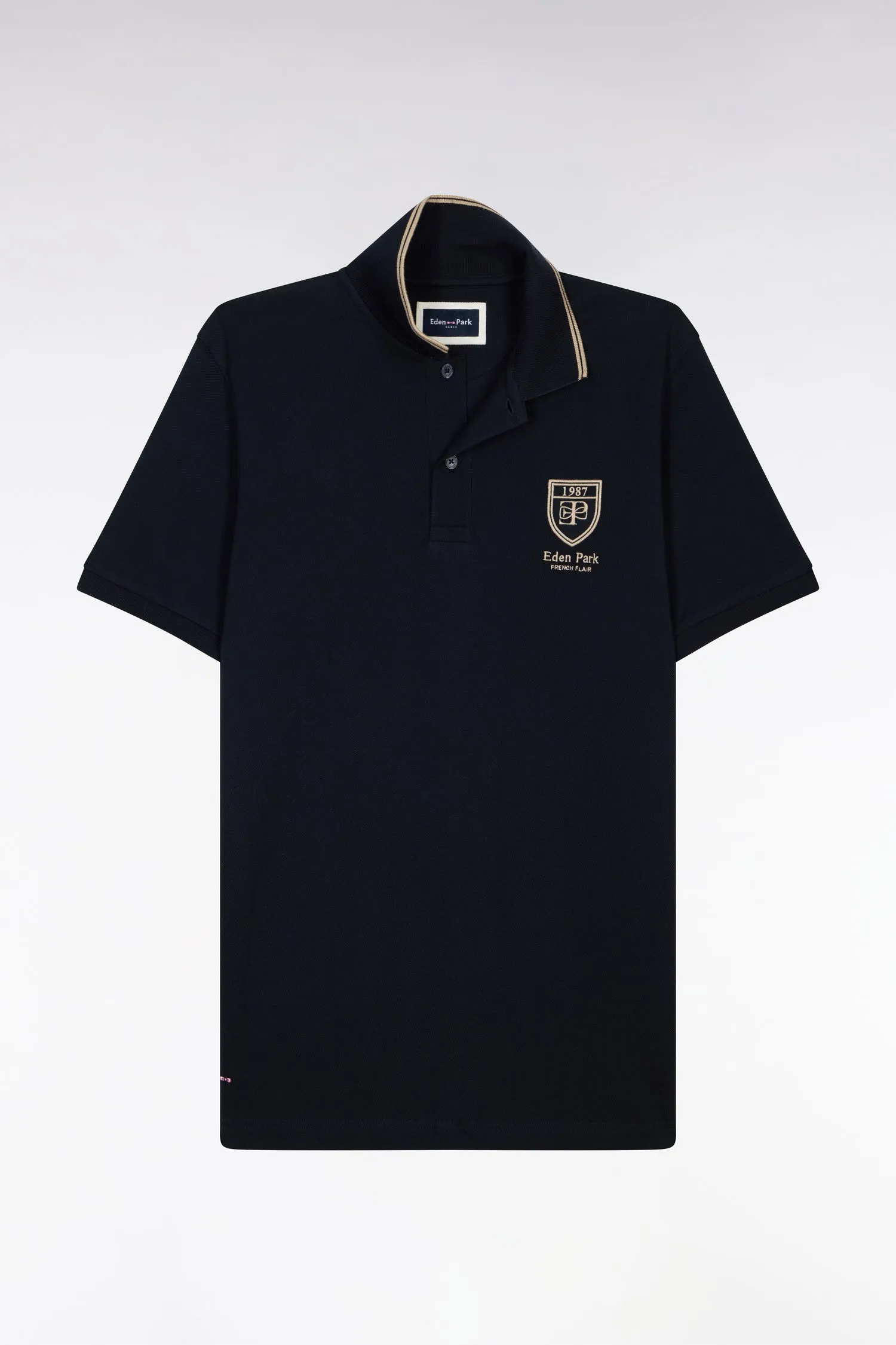 Polo à manches courtes en piqué coton marine écusson EP sold by Eden Park product image thumbnail 2
