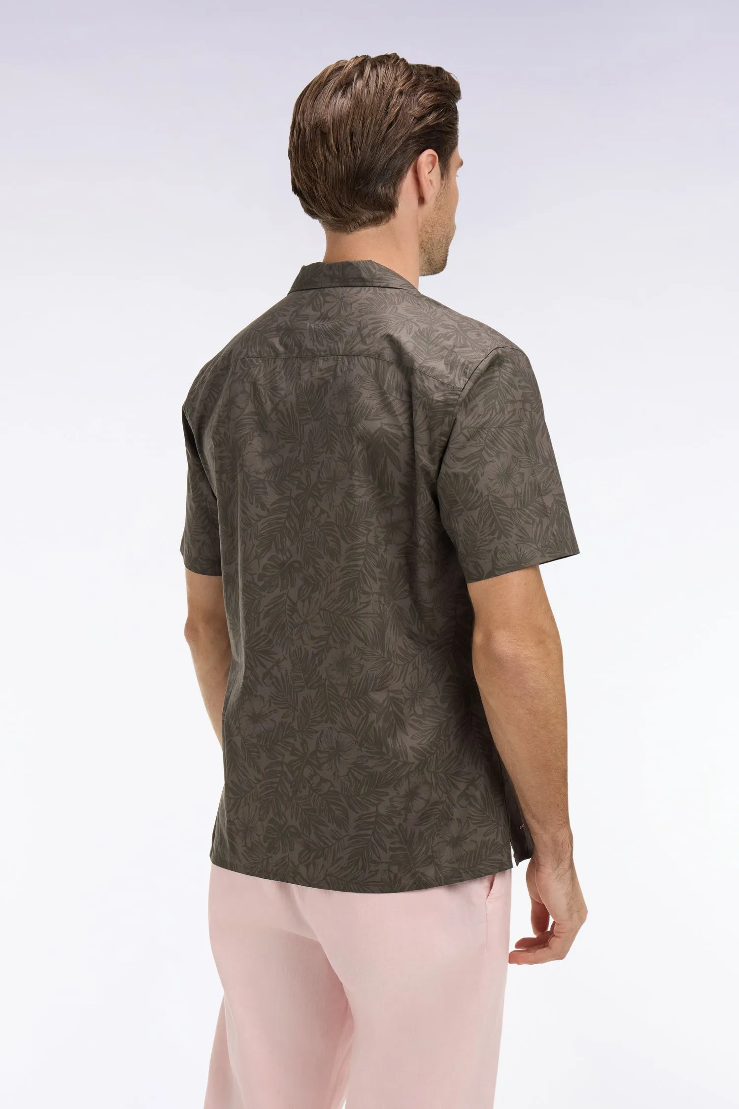 Chemise à manches courtes en coton Pima kaki imprimé végétal sold by Eden Park product image thumbnail 5