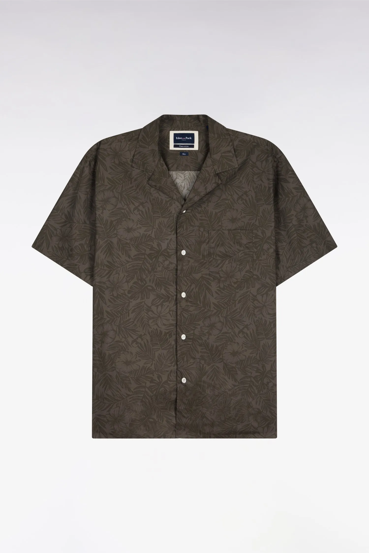 Chemise à manches courtes en coton Pima kaki imprimé végétal sold by Eden Park product image thumbnail 2