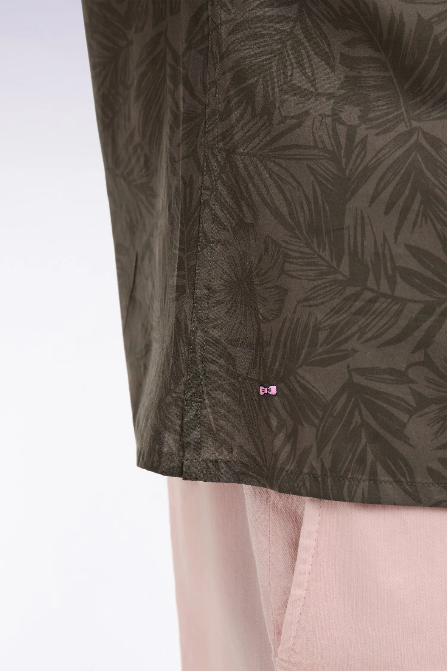 Chemise à manches courtes en coton Pima kaki imprimé végétal sold by Eden Park product image thumbnail 4