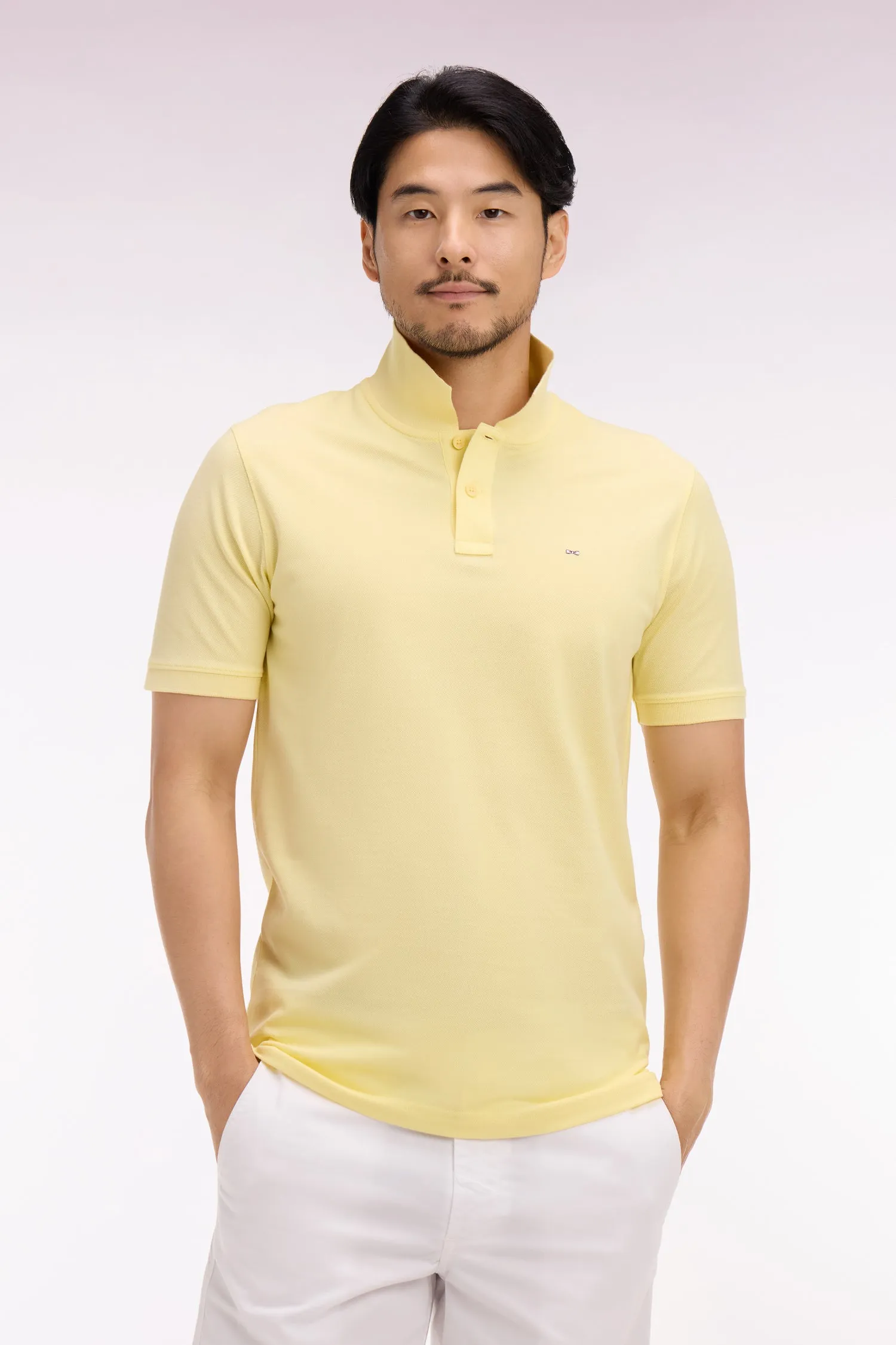 Polo à manches courtes en coton jaune clair coupe regular sold by Eden Park product image thumbnail 3