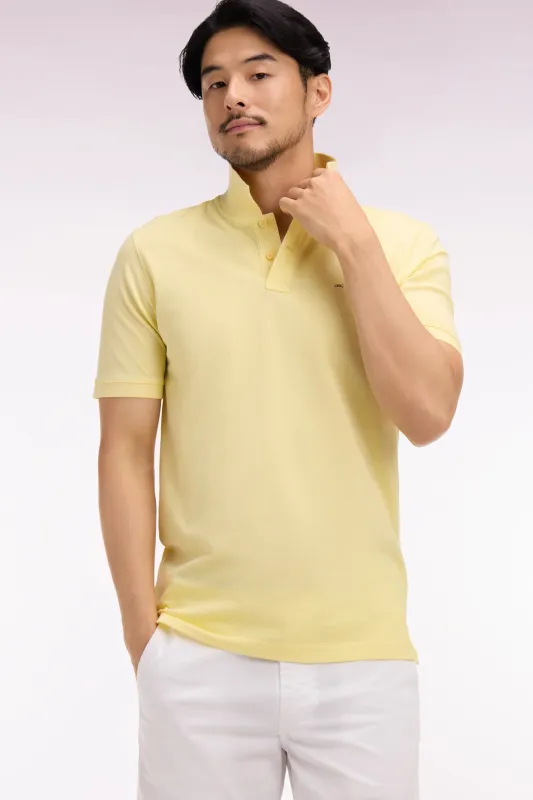 Polo à manches courtes en coton jaune clair coupe regular made by Eden Park